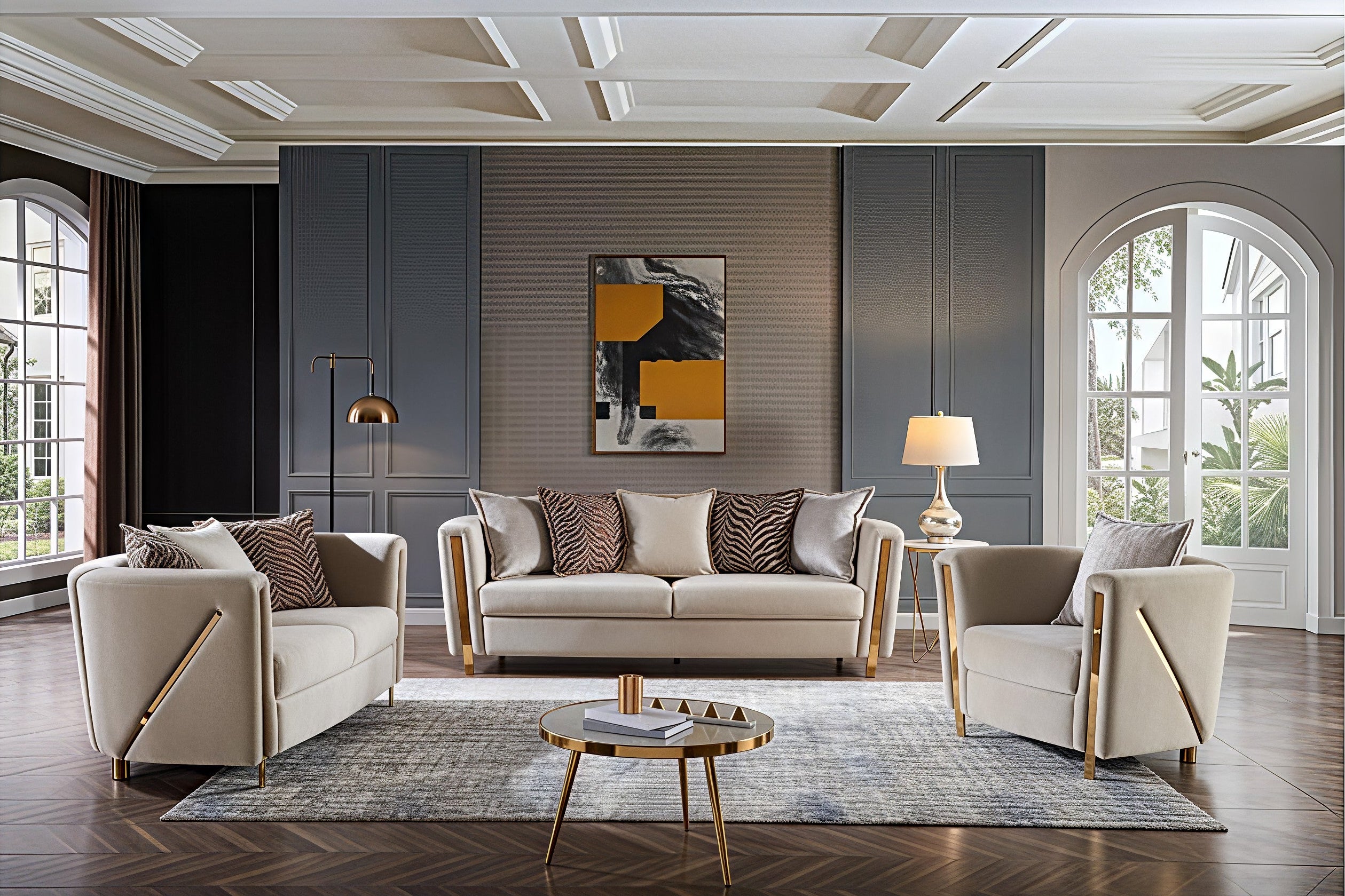 CHANELLE™ – MODERN LUXE VELVET SOFA SET – L1725