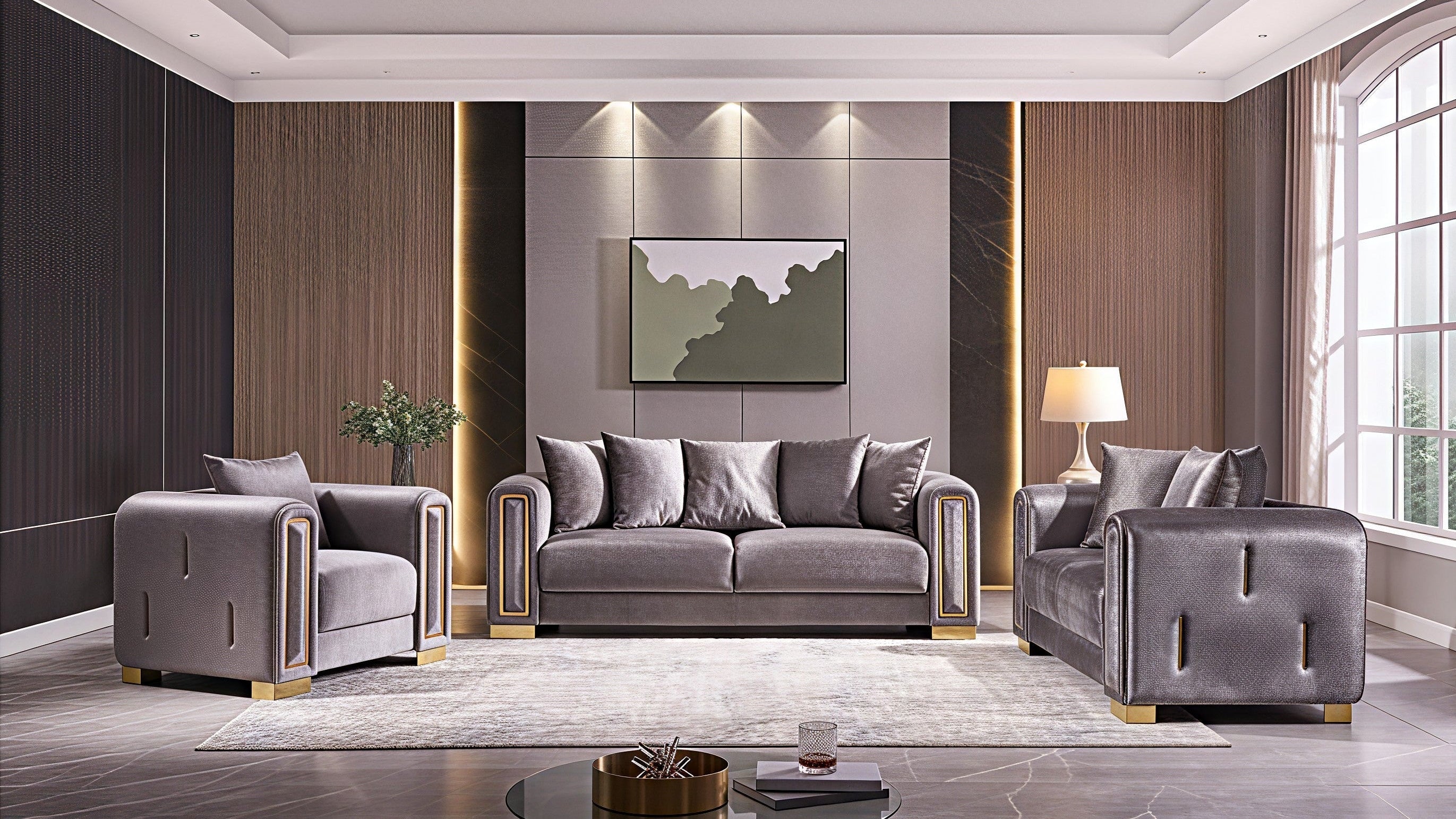 IMPREZA™ – MODERN VELVET SOFA SET – L1525