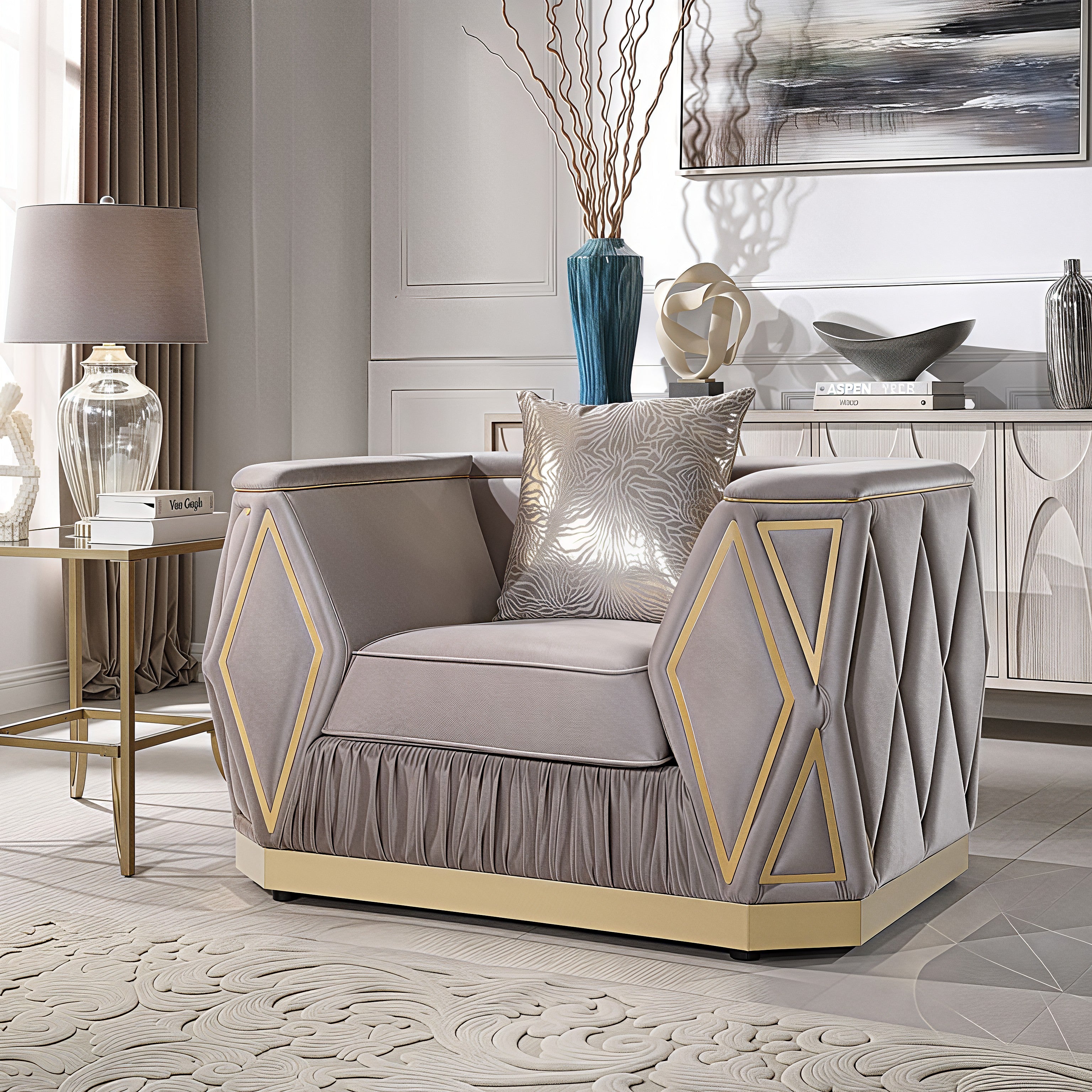 KIBALI™ – MODERN GLAM VELVET SOFA SET – L8725