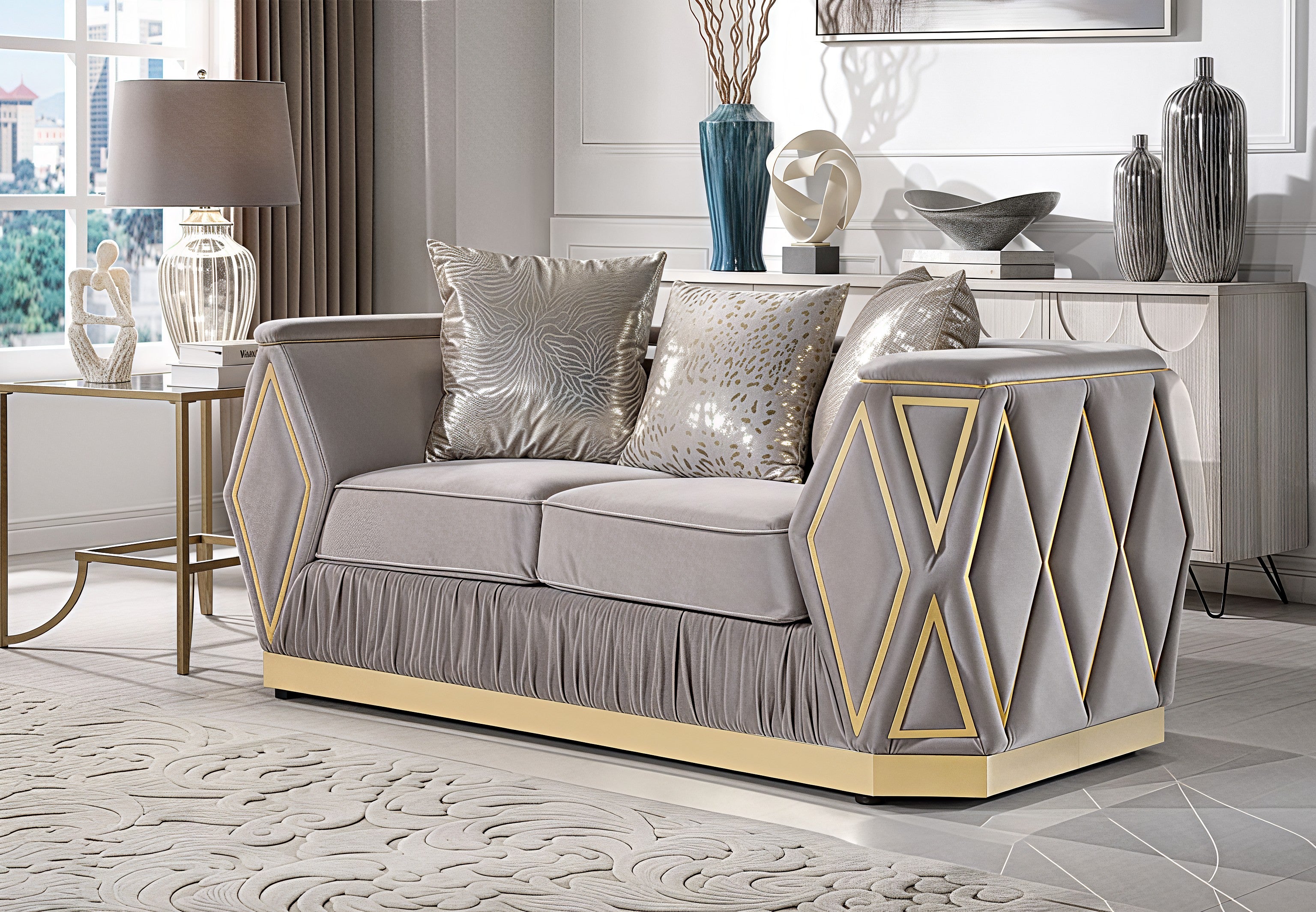 KIBALI™ – MODERN GLAM VELVET SOFA SET – L8725