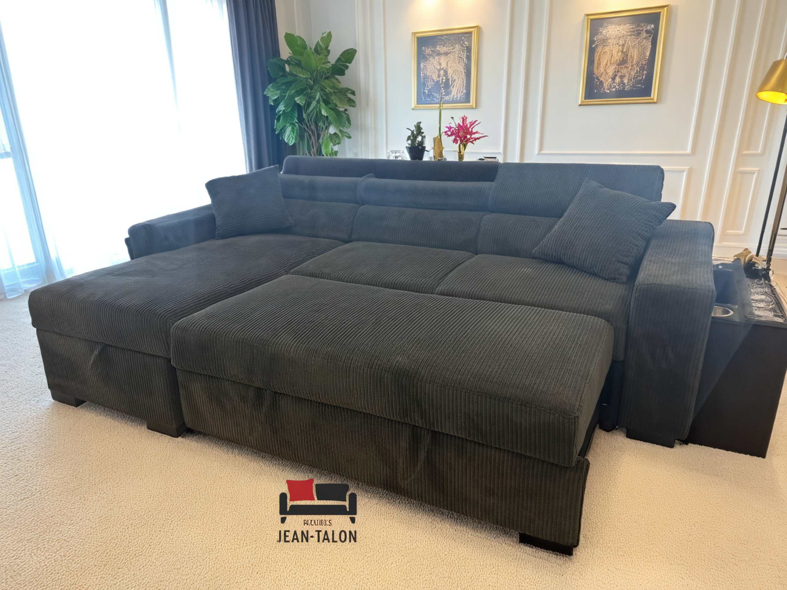 VelourLux™ Modular Velvet Sofa Bed – 6286