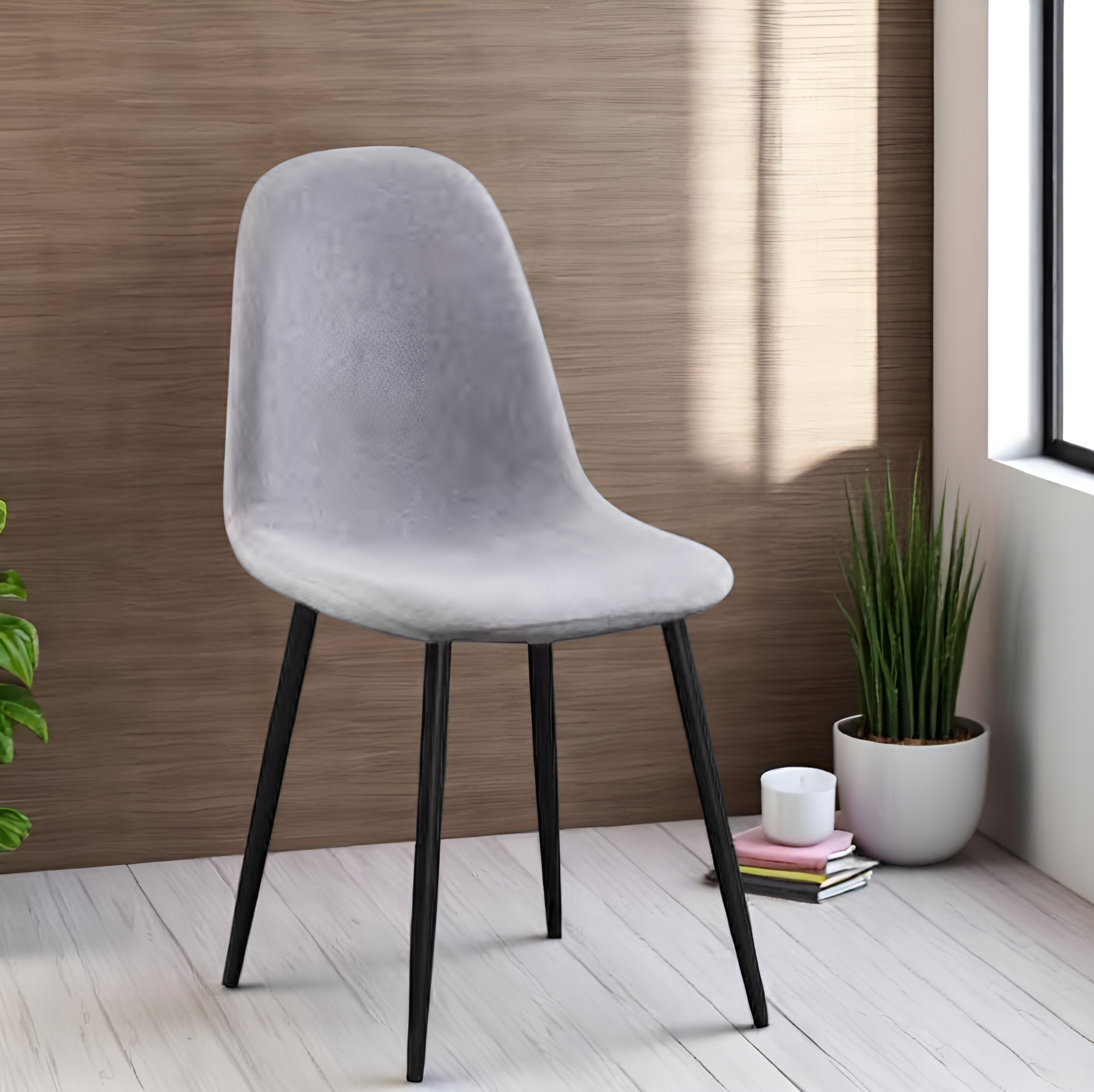 Ensemble de 4 chaises en tissu gris – C-1745