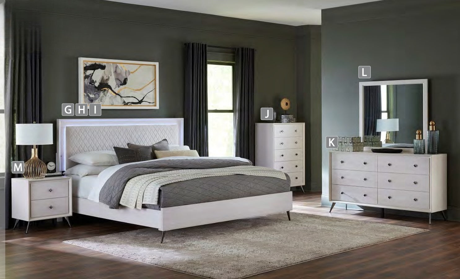 Ensemble de chambre à coucher Ella 6 pièces