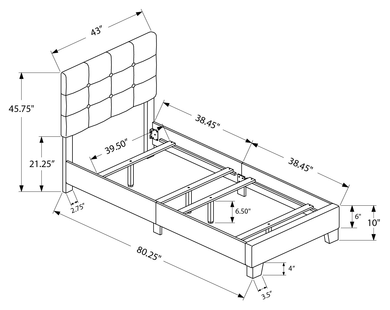 ASTON VELVET™ – UPHOLSTERED SINGLE BED – I-5918T