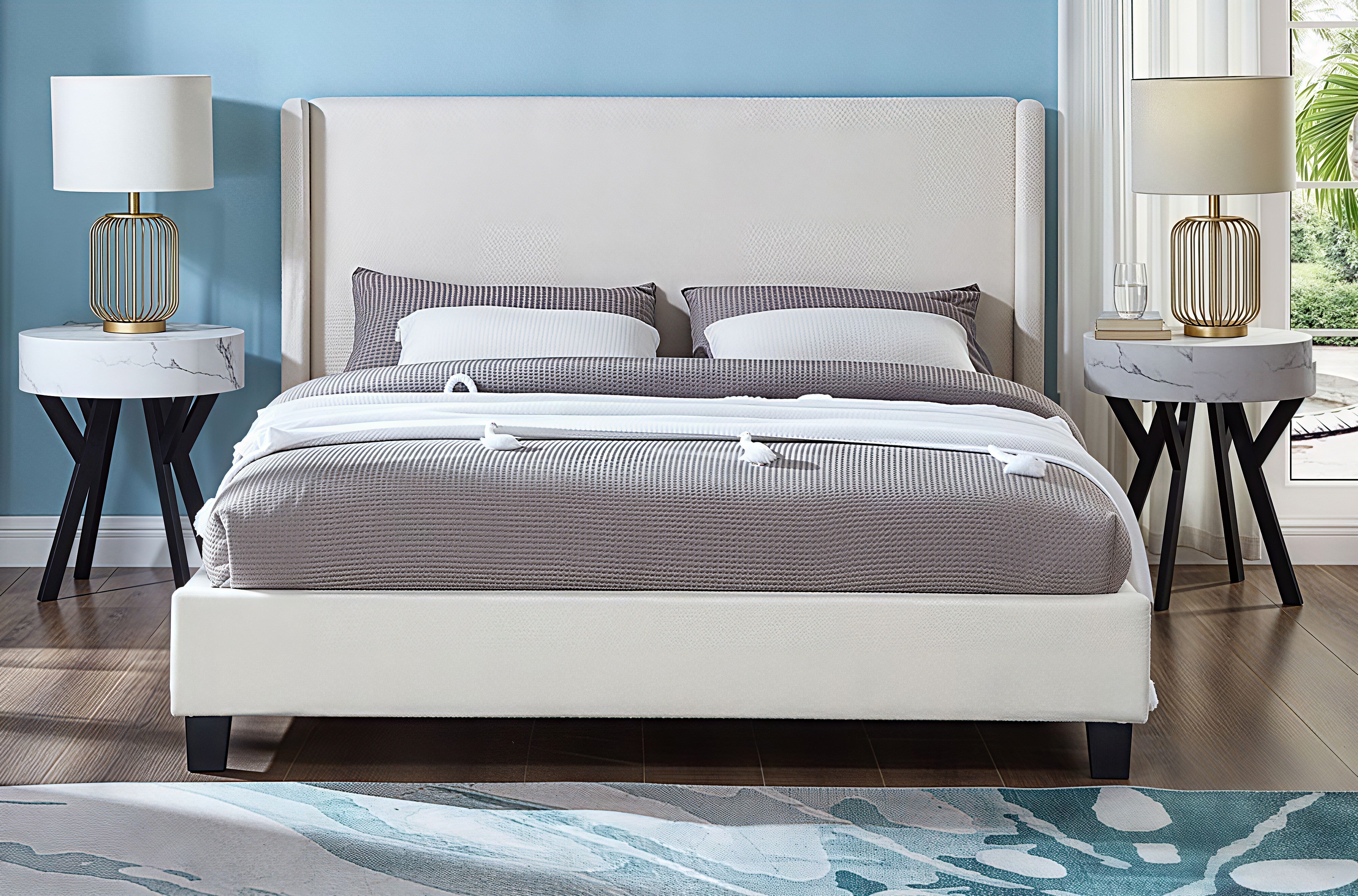 SERELYN™ – BOUCLÉ UPHOLSTERED PLATFORM BED – T2192