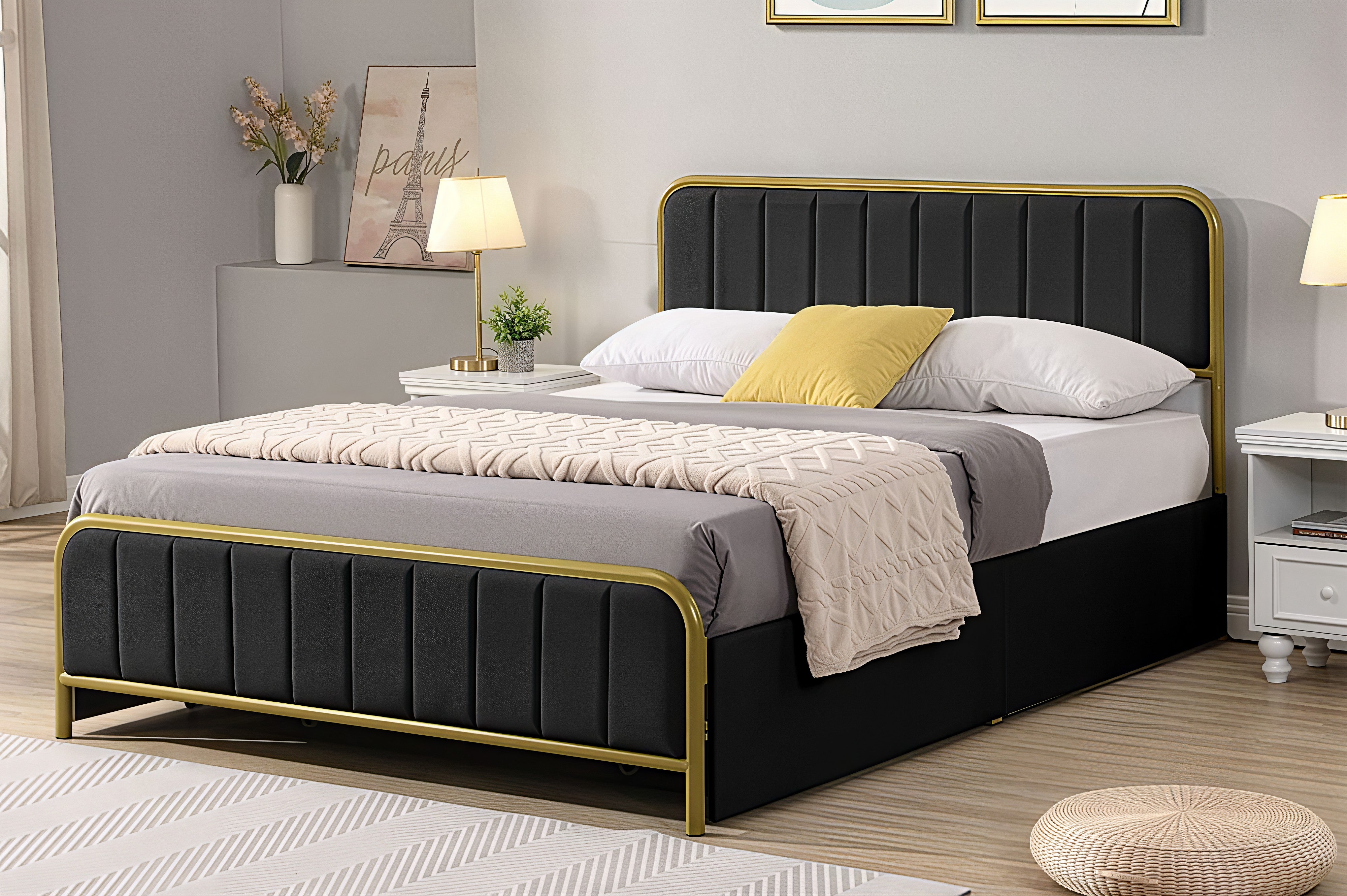 AUREX™ – LUXURY VELVET STORAGE PLATFORM BED – T2334