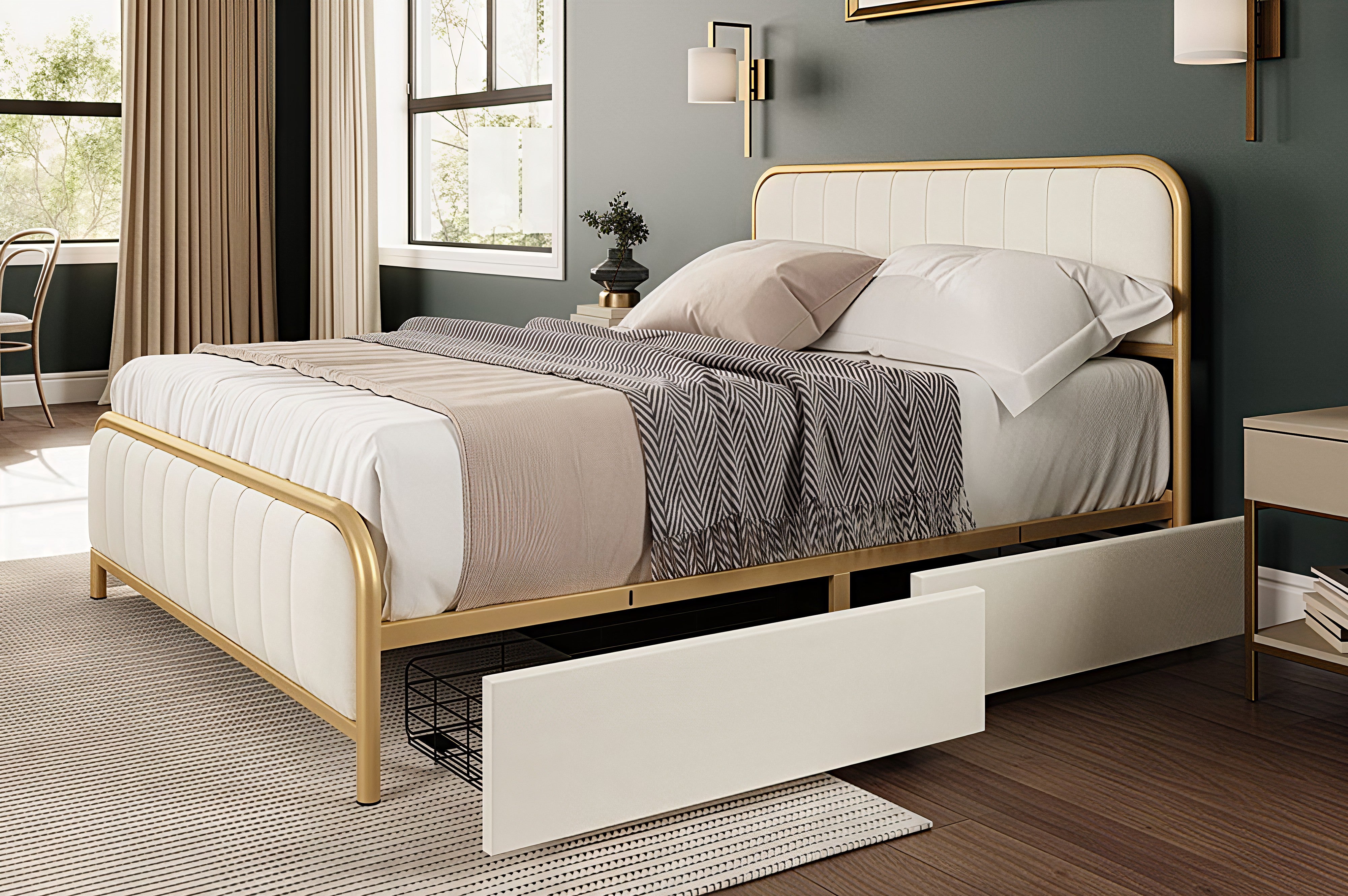 AUREX™ – LUXURY VELVET STORAGE PLATFORM BED – T2334