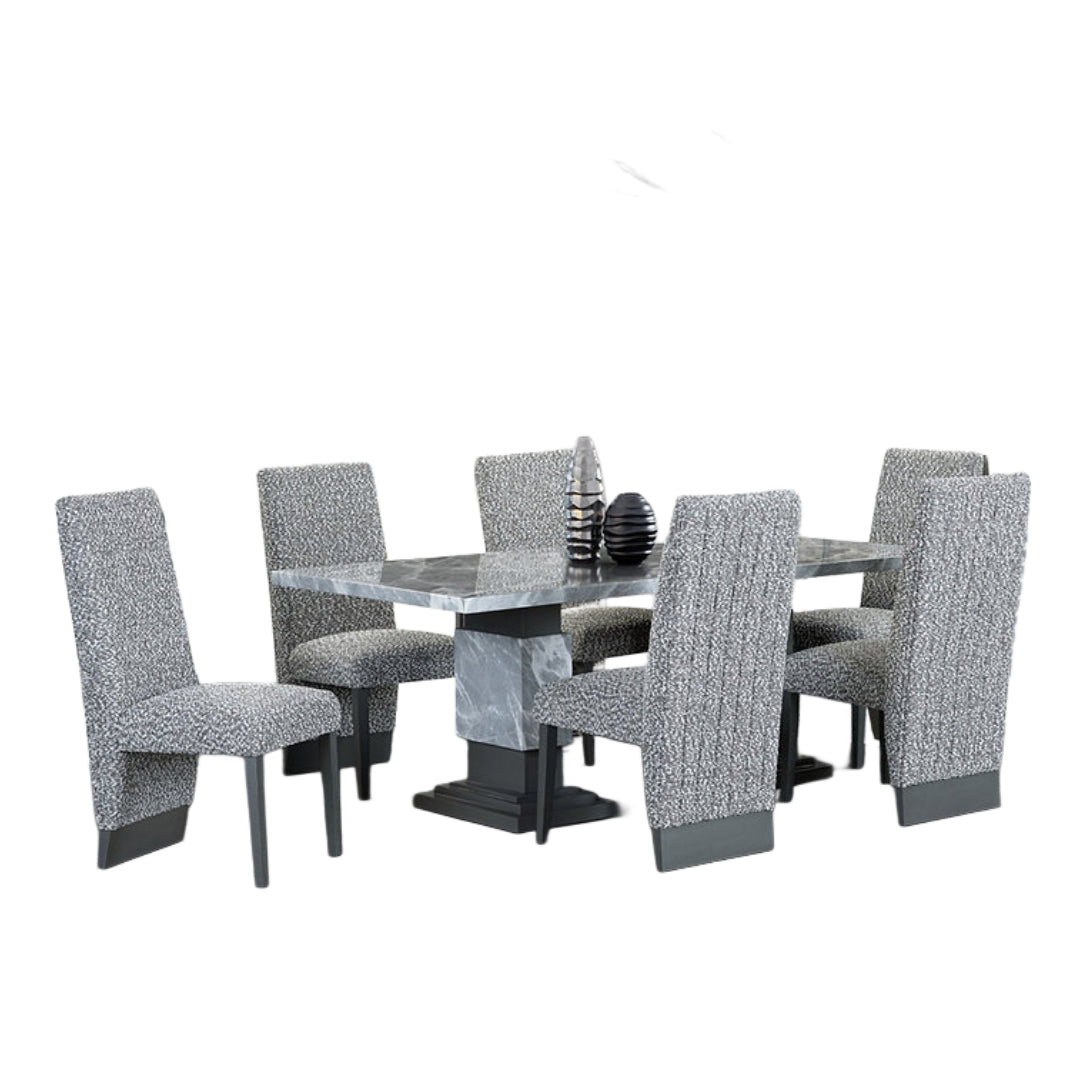 Faux Marble Dining Set with Channel Tufted Chairs – IF-1600