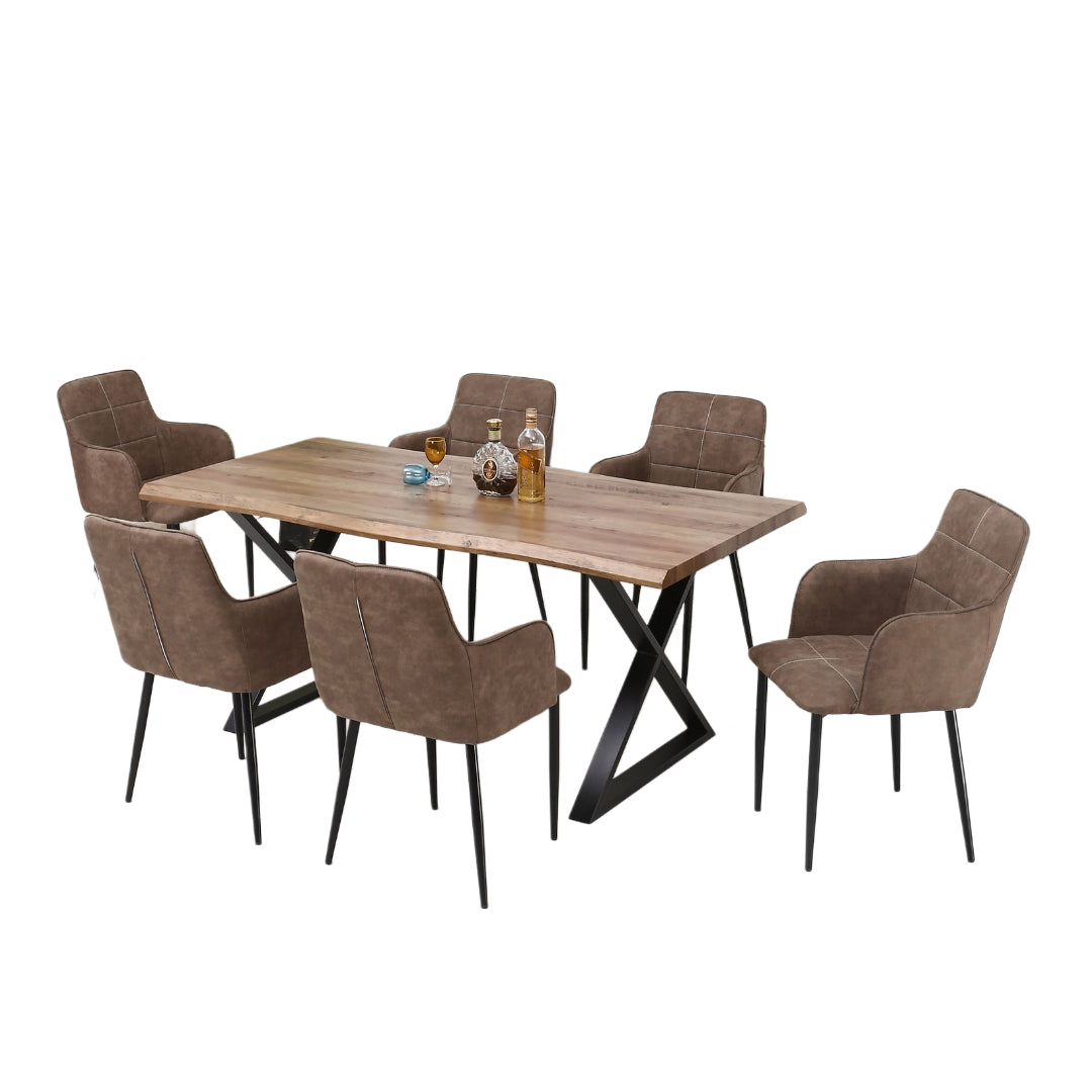Rustic Faux Live Edge Dining Set – Model T-1811