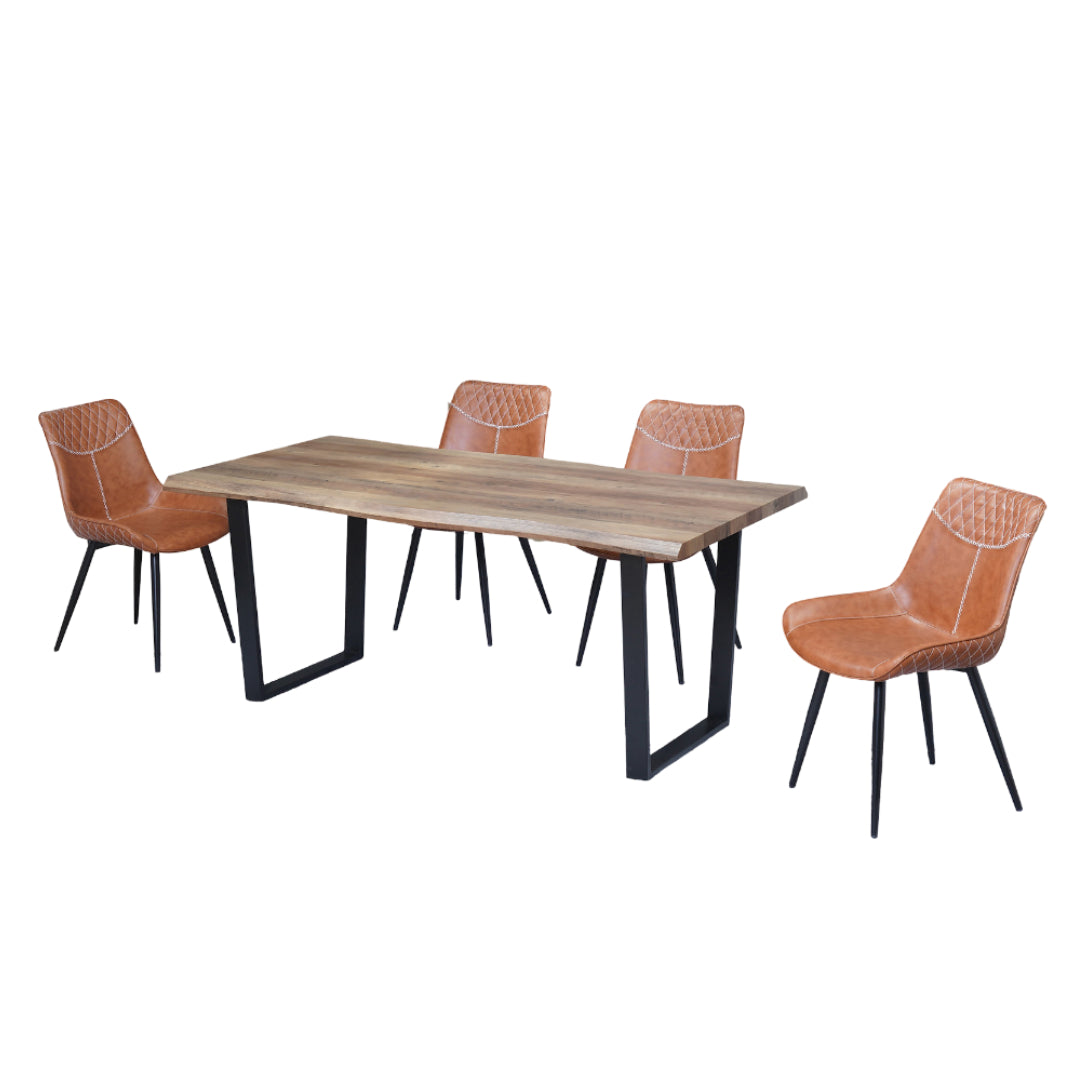 Rustic Faux Live Edge Dining Set – Model T-1810