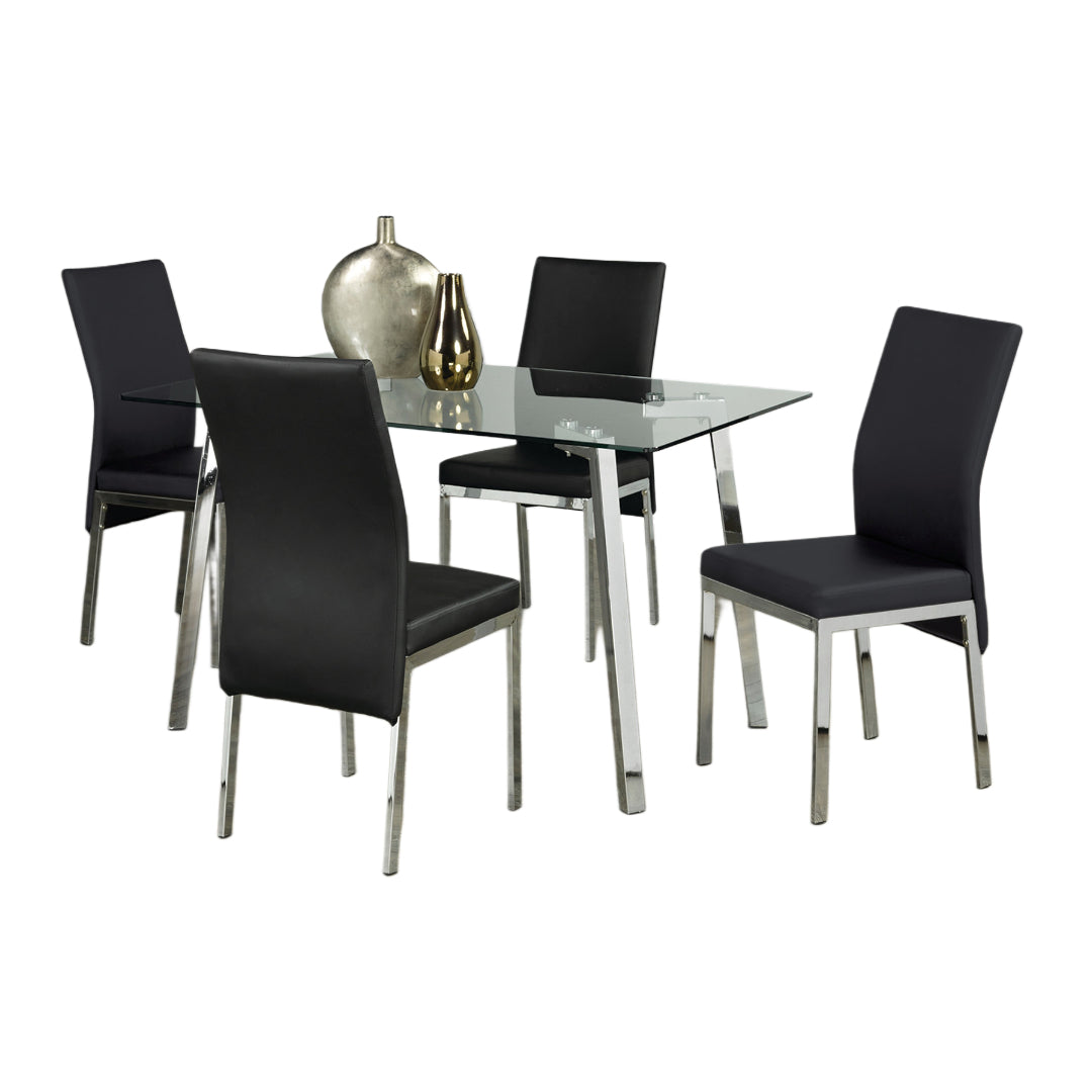 Sleek Glass Dining Set with Chrome Legs – Model T-5065