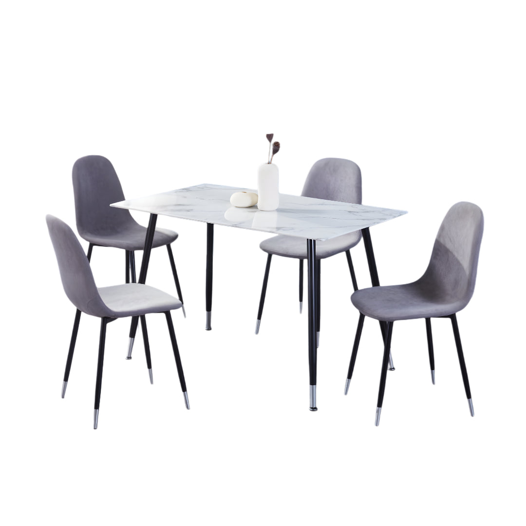 Modern White Marble Glass Dining Set – Model T-1580