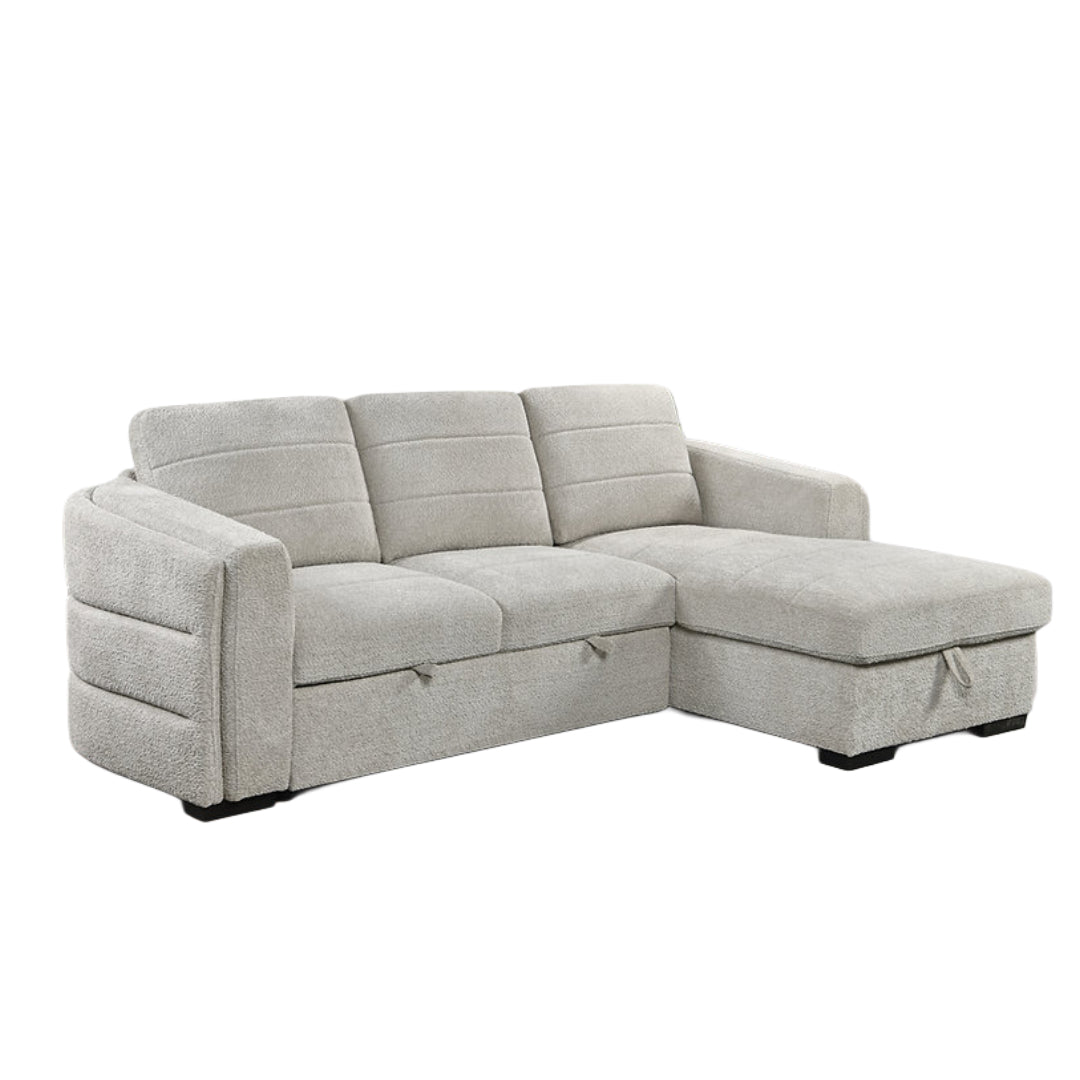 SORELLE™ – LIGHT GREY BOUCLÉ SOFA BED SECTIONAL – IF-9086
