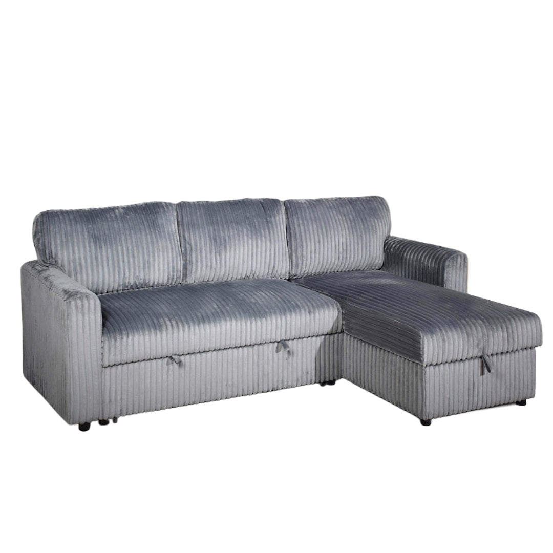 VELORIA NOIR™ – GREY CORDUROY SOFA BED SECTIONAL – IF-9025