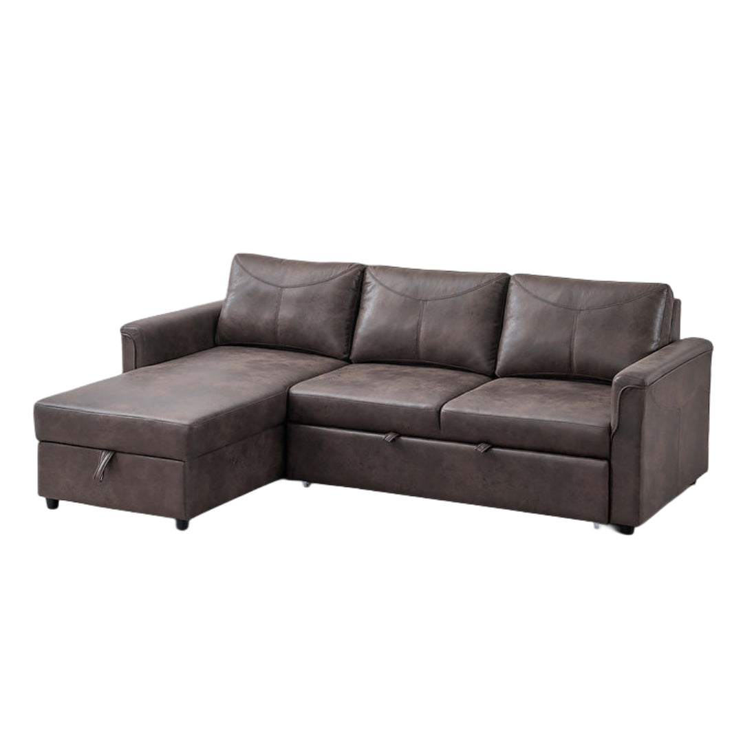 AUREON™ – BROWN LEATHER SOFA BED SECTIONAL WITH STORAGE – IF-9075