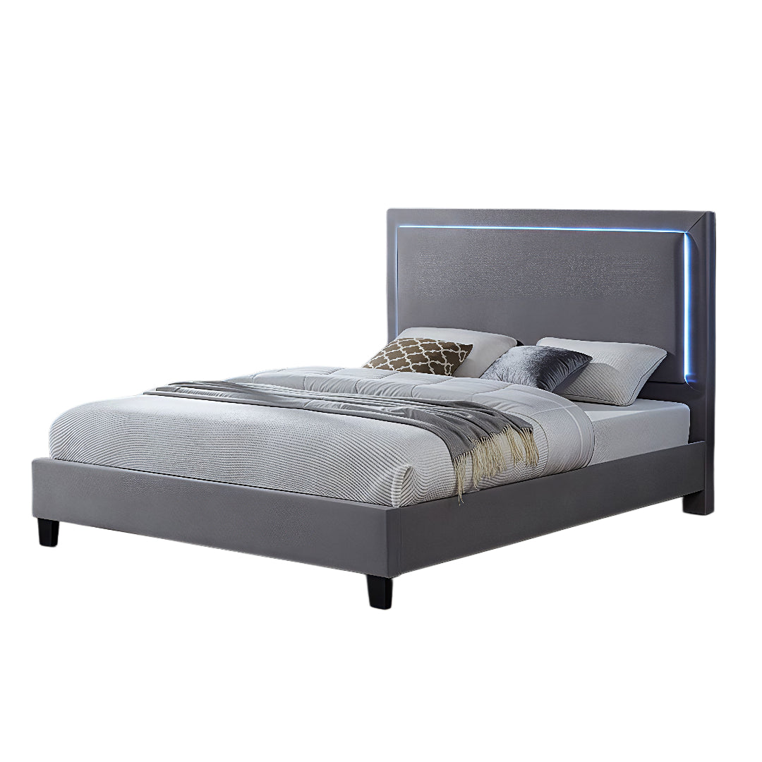 LUMINEX AURA™ – LED VELVET UPHOLSTERED PLATFORM BED – T2365