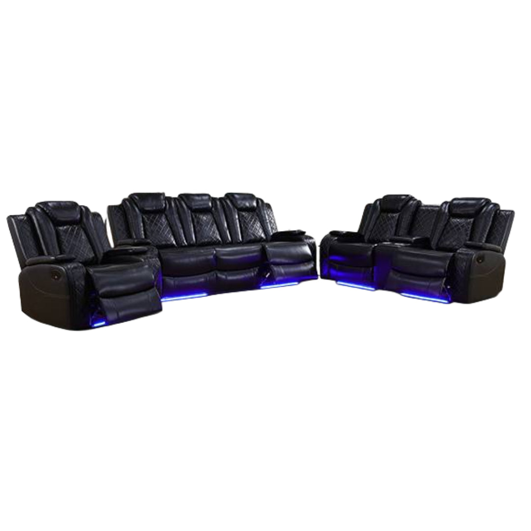 AuraChord™ PU Recliner Sofa Set – 7004