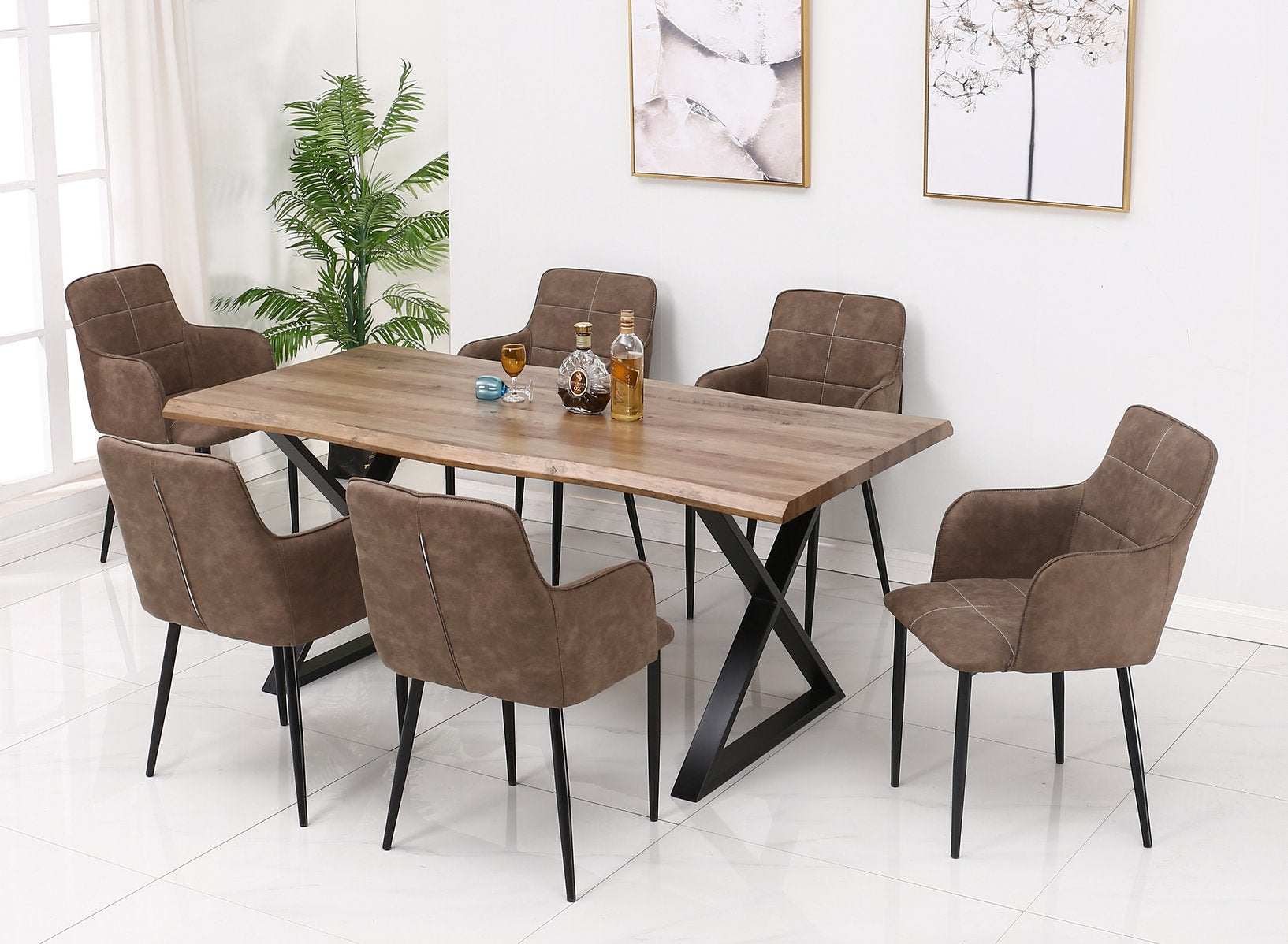 Rustic Faux Live Edge Dining Set – Model T-1811