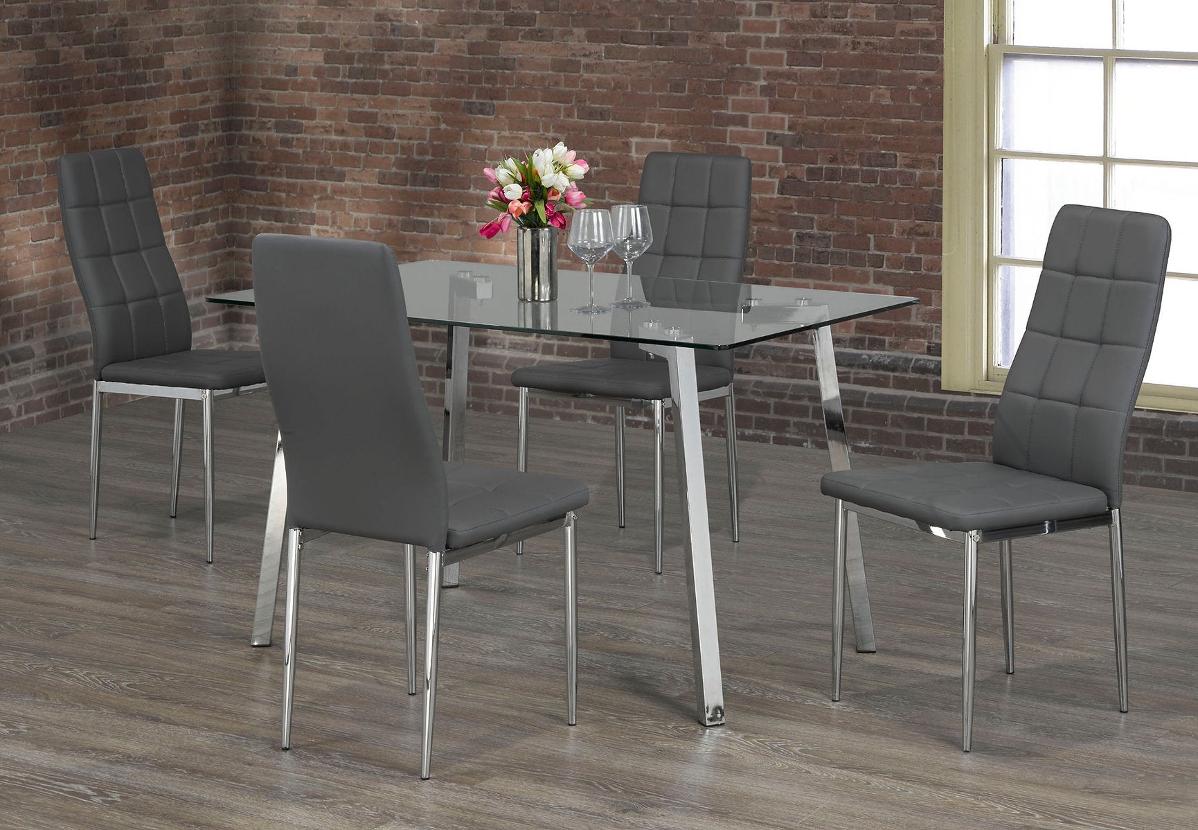 Modern Clear Glass Dining Set – Model T-5065