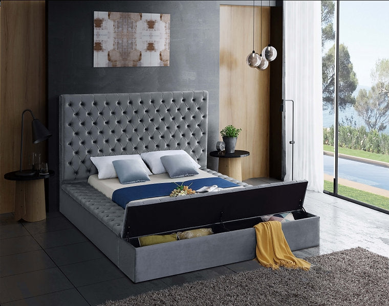 Velvet Fabric Storage Bed IF-5792
