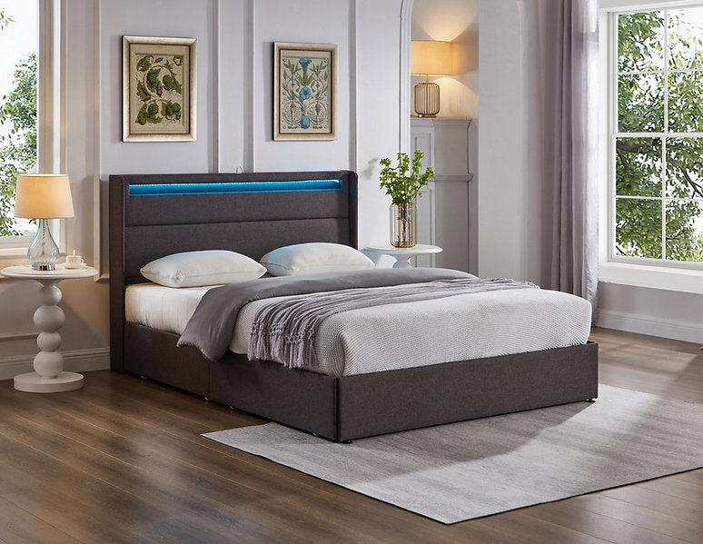 Soft Grey Fabric Contemporary IF-5343 Bed