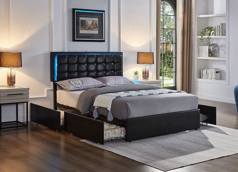 Contemporary Soft IF-5400 Bed (Black & White)