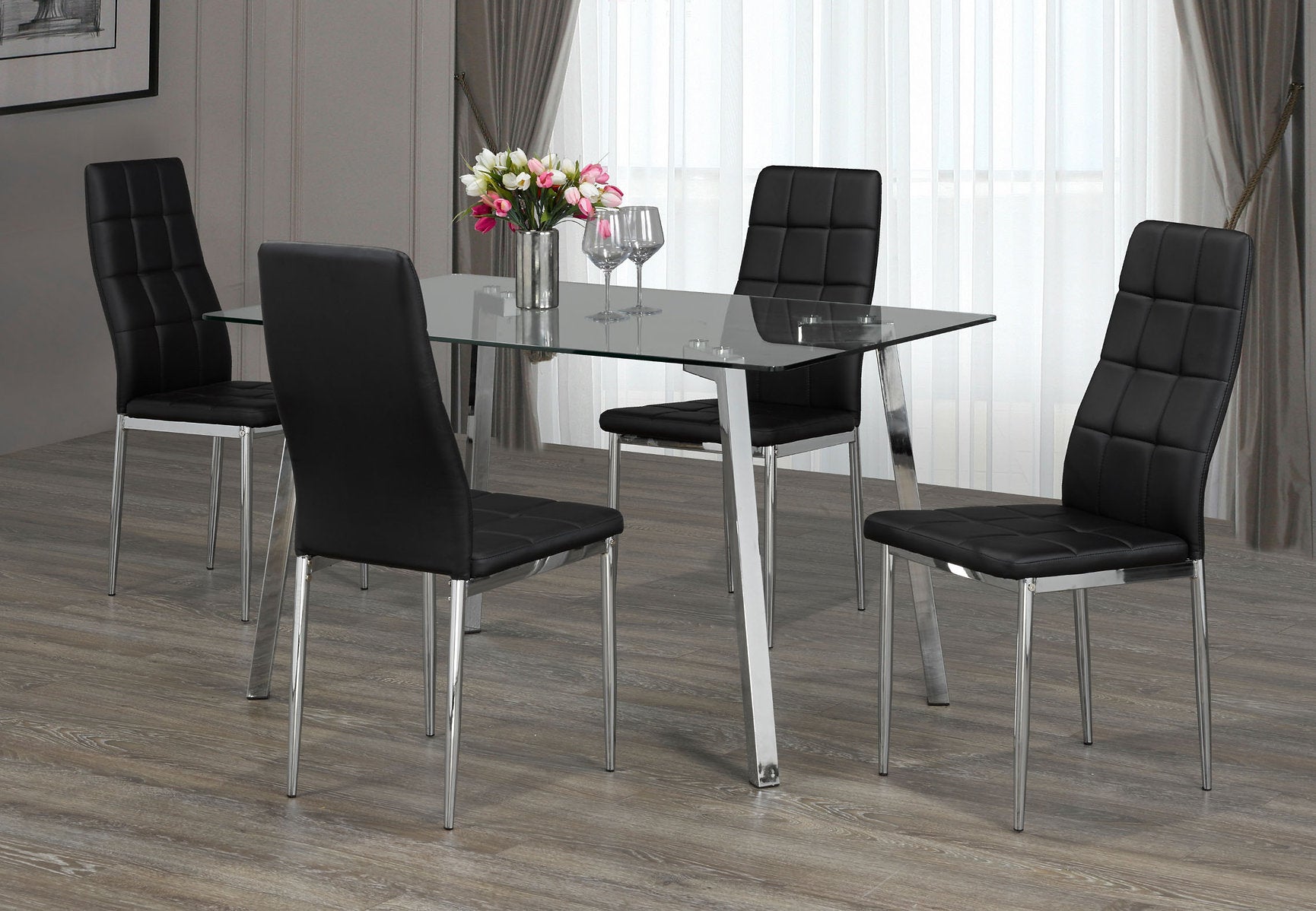 Modern Clear Glass Dining Set – Model T-5065