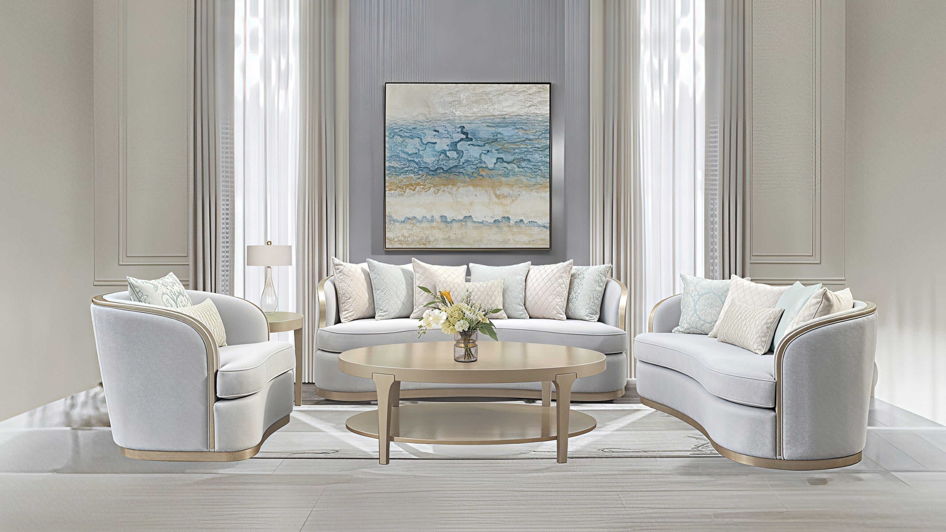 FRANCESCA™ – CURVED MODERN VELVET SOFA SET – L2025