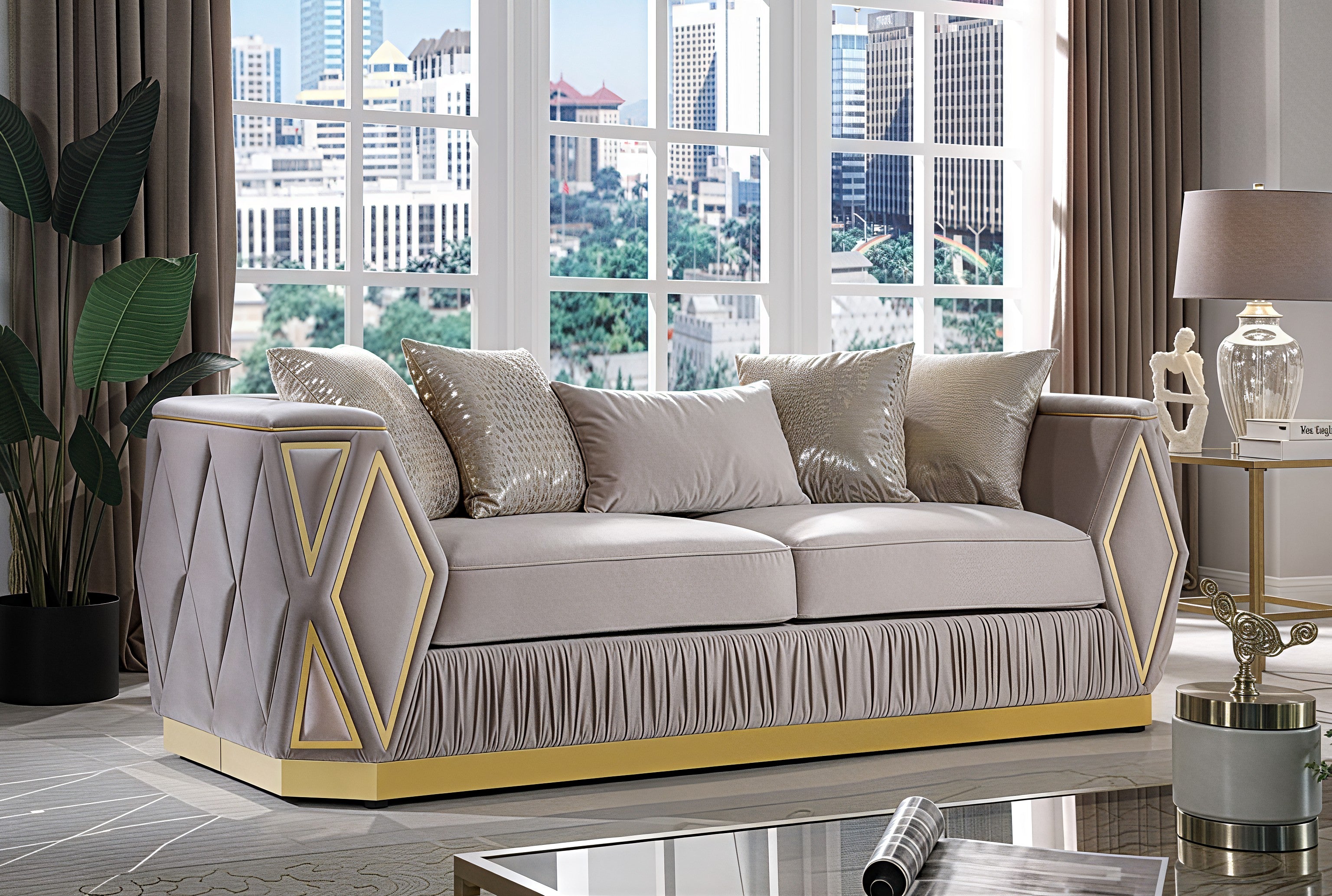 KIBALI™ – MODERN GLAM VELVET SOFA SET – L8725
