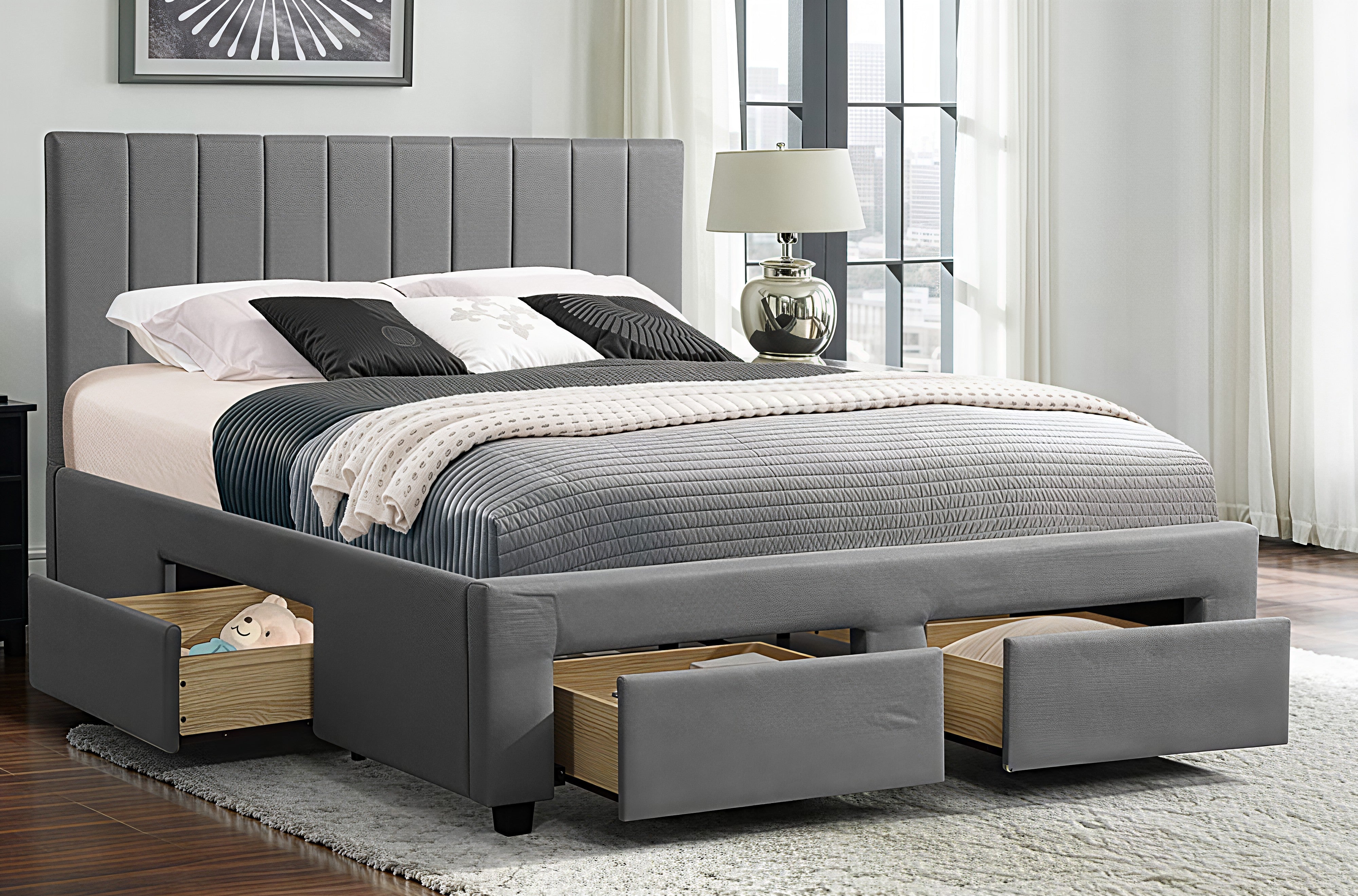 HARBOR SLATE™ – UPHOLSTERED STORAGE PLATFORM BED – T2157