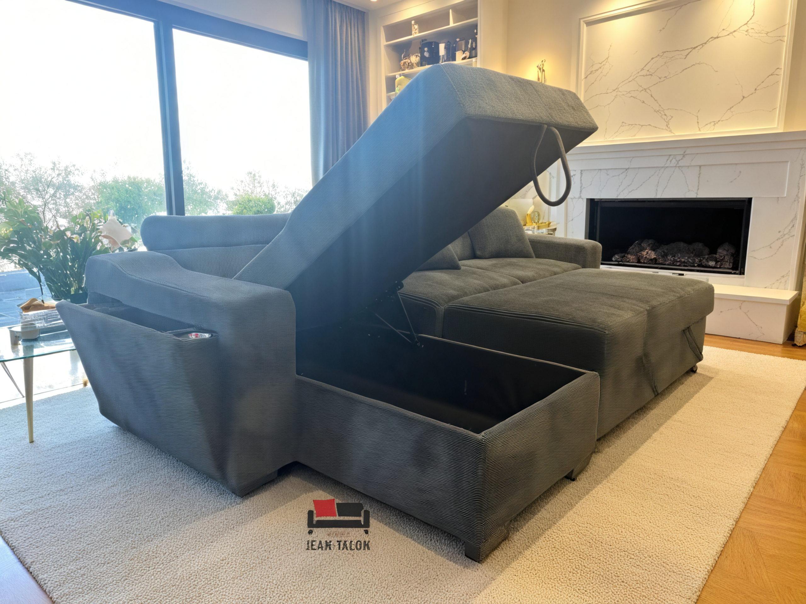 VelourLux™ Modular Velvet Sofa Bed – 6286