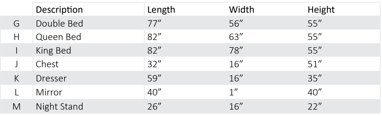 Ensemble de chambre à coucher Ella 6 pièces