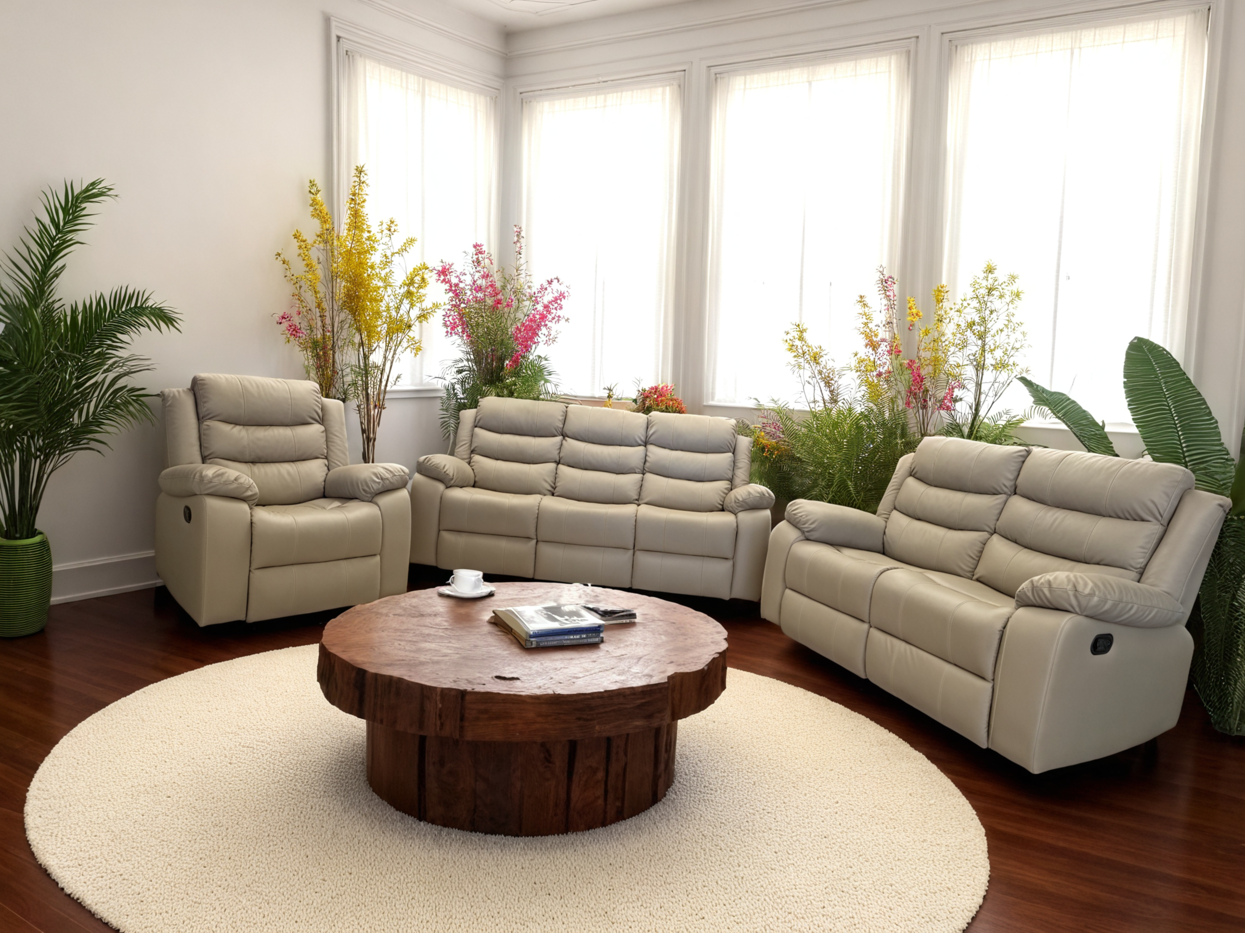 ModenaLeather™ 3‑Piece Manual Reclining Leather Sofa Collection – 7006