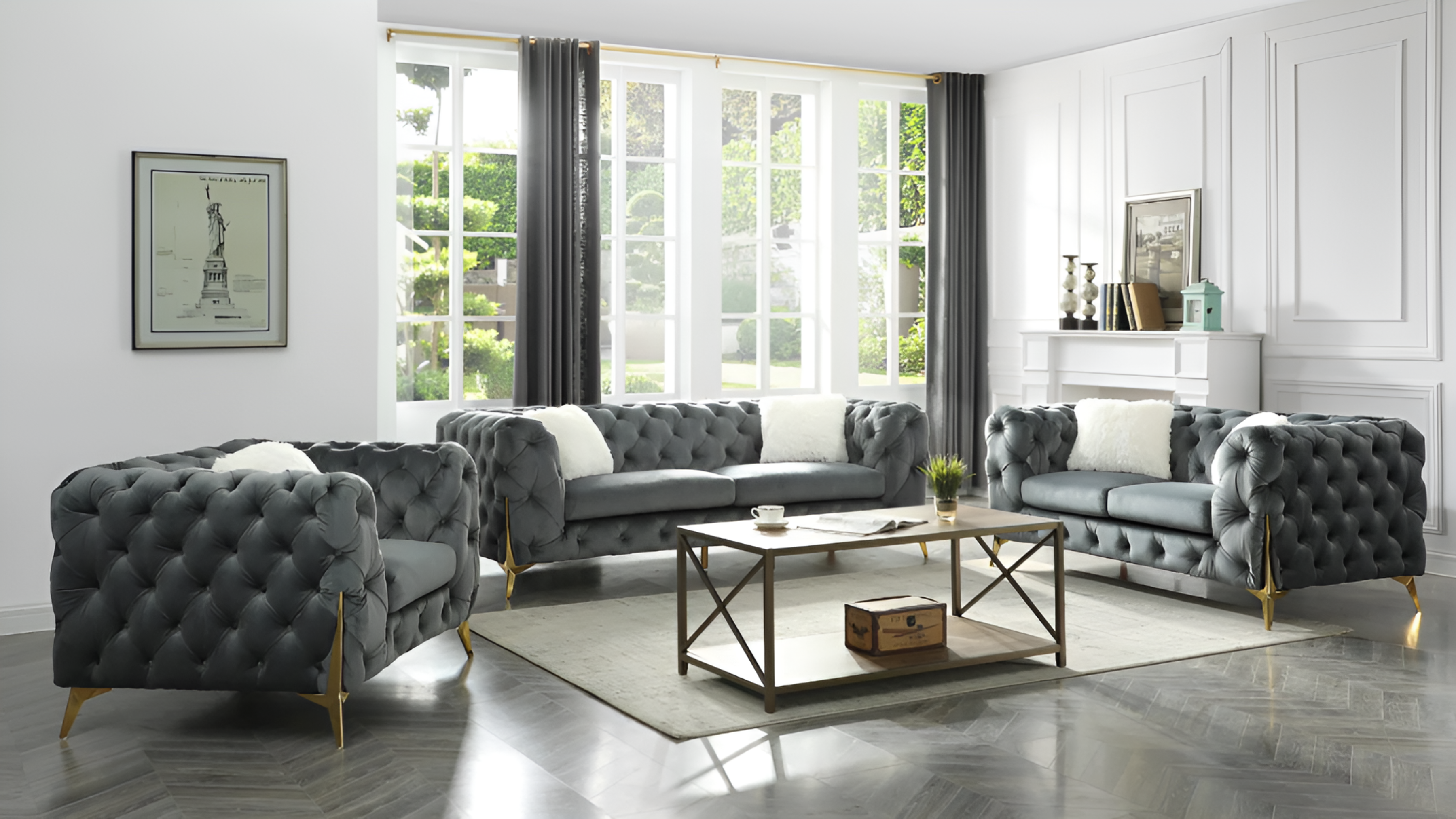 RolaCurve™ 3‑Piece Tufted Velvet Sofa Collection – 6090