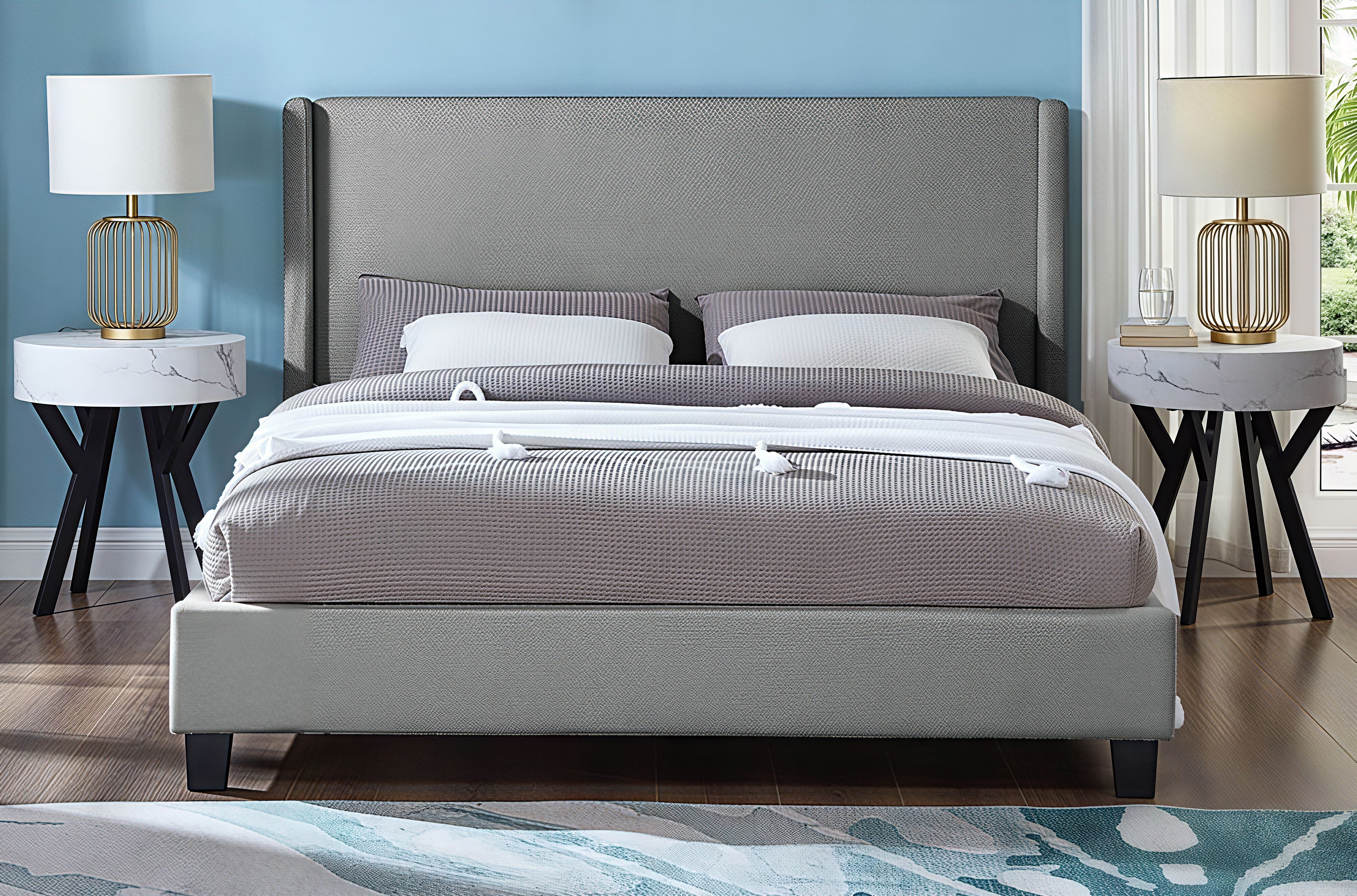 SERELYN™ – BOUCLÉ UPHOLSTERED PLATFORM BED – T2192