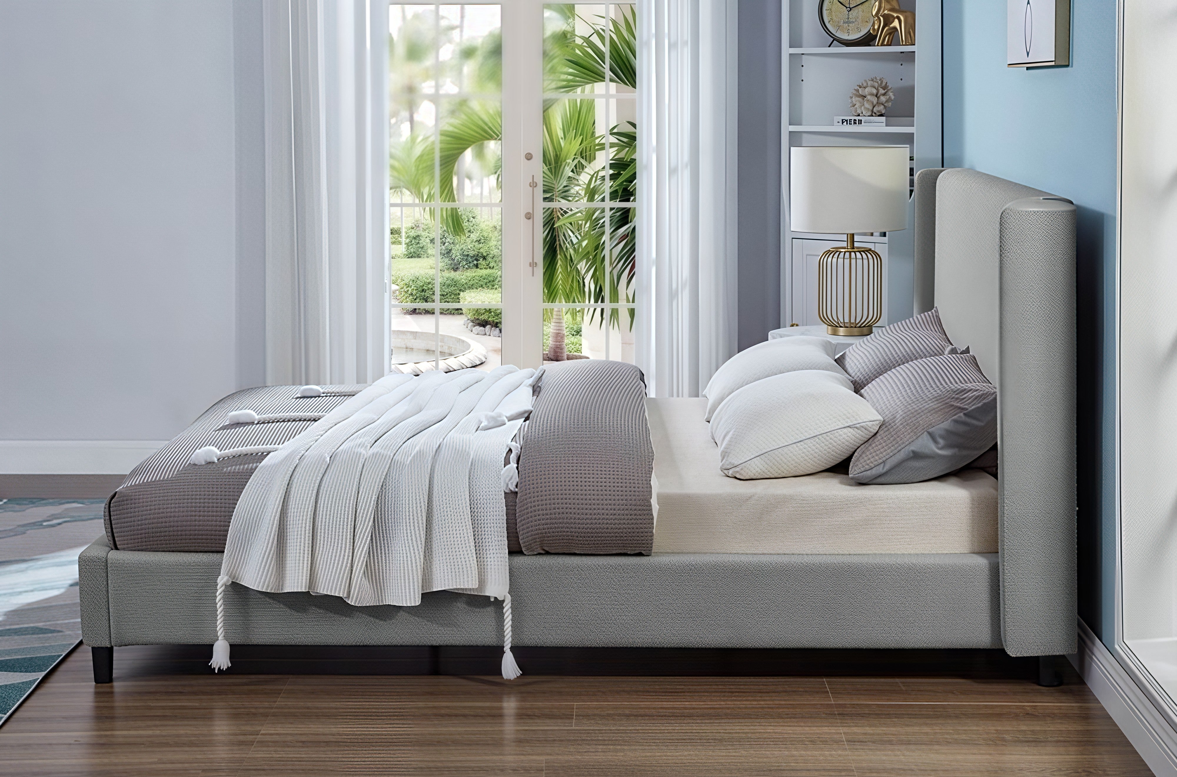 SERELYN™ – BOUCLÉ UPHOLSTERED PLATFORM BED – T2192