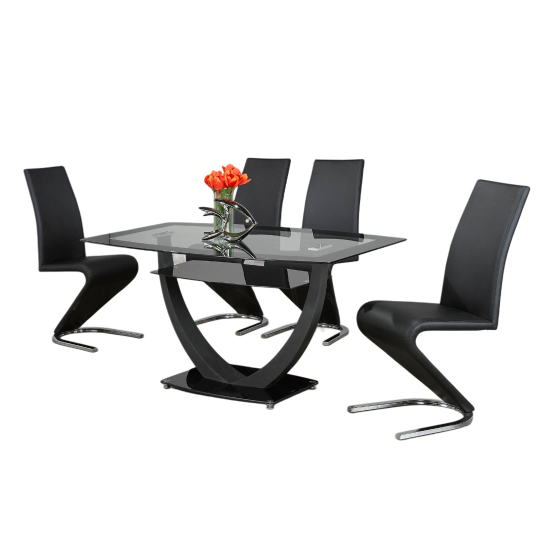 Stylish Glass Dining Set with 'V' Shaped Base – Model T-5067