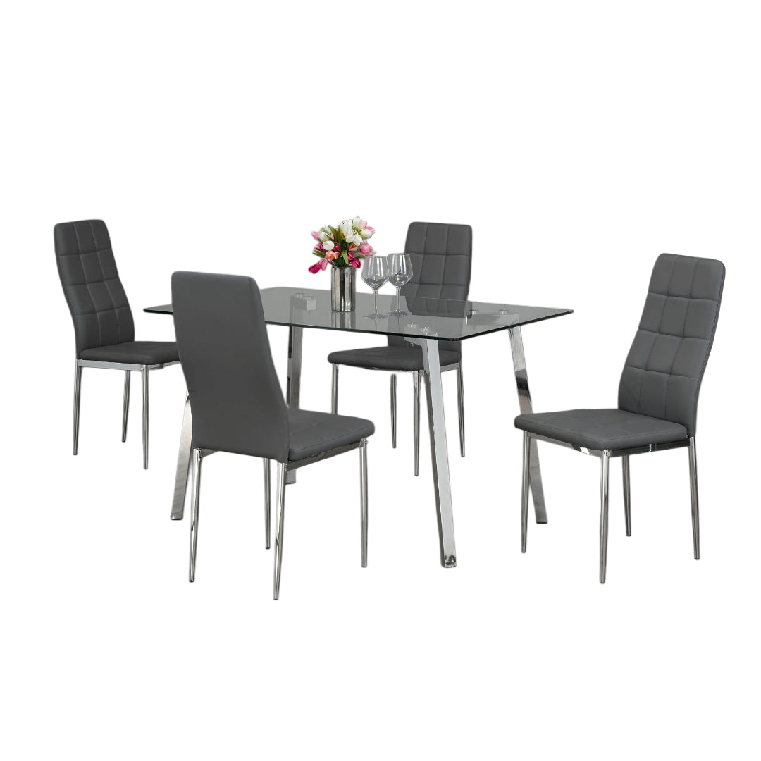 Modern Clear Glass Dining Set – Model T-5065