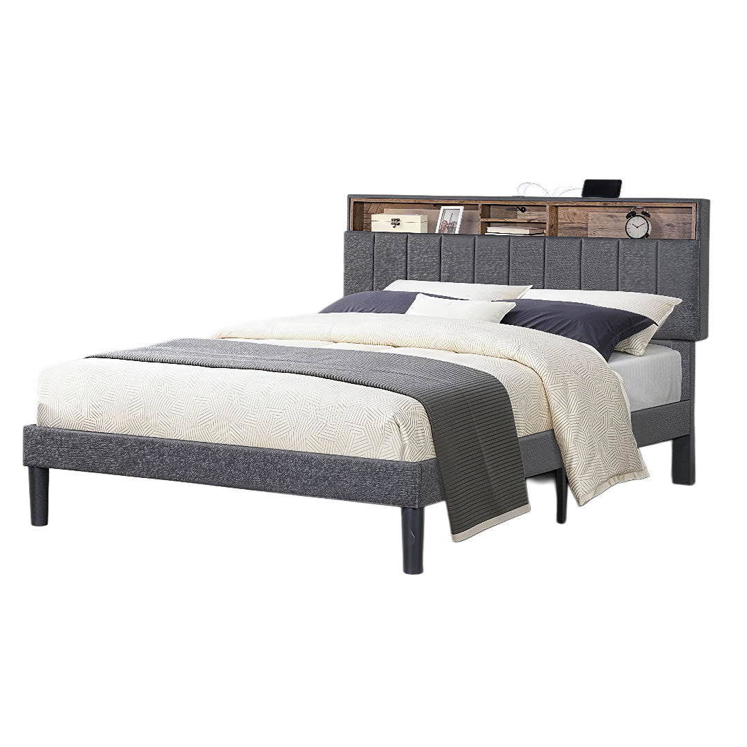 LYXON™ SMART STORAGE PLATFORM BED WITH SHELVING & USB – T2178