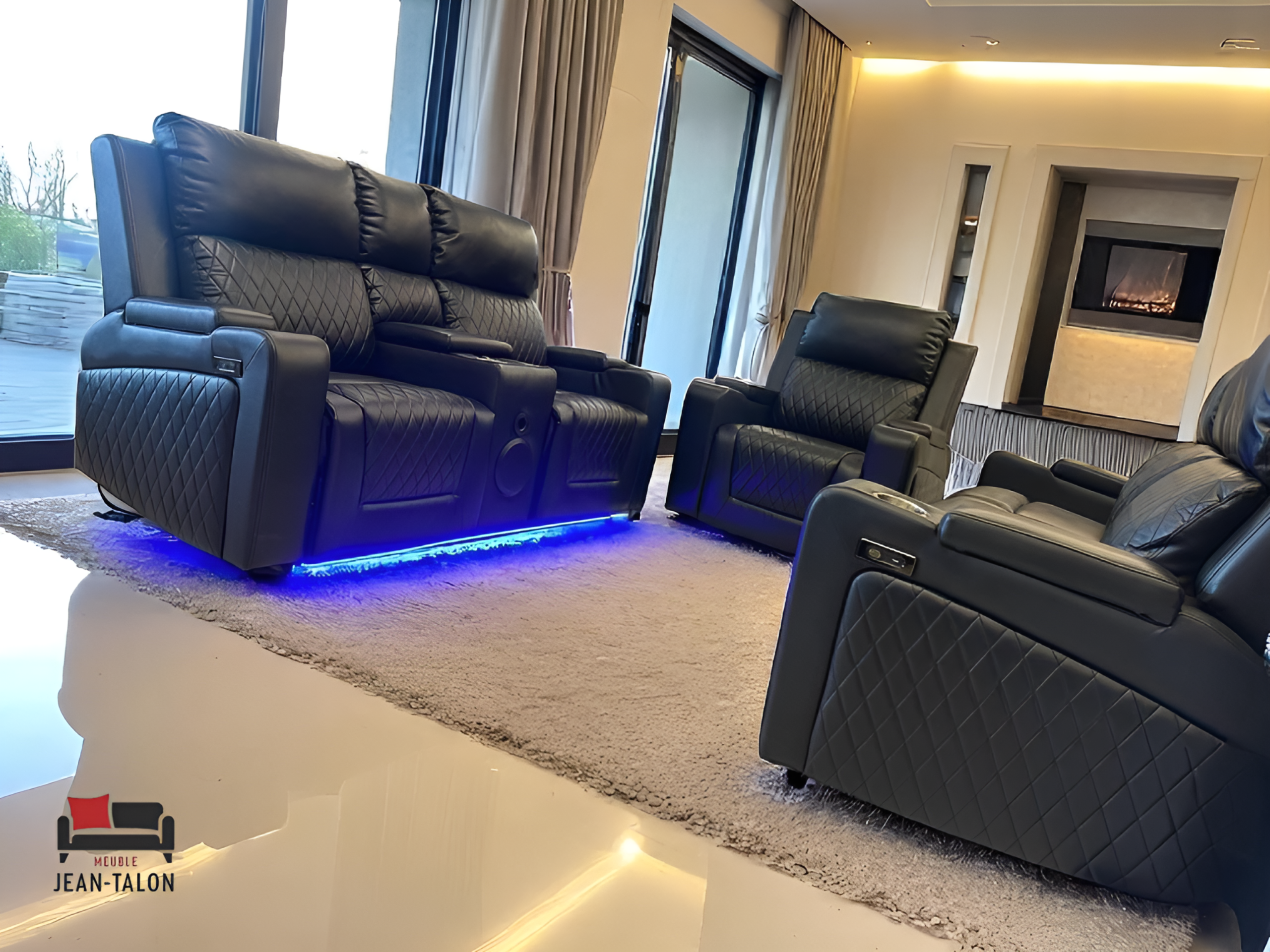 AuraChord™ PU Recliner Sofa Set – 7004