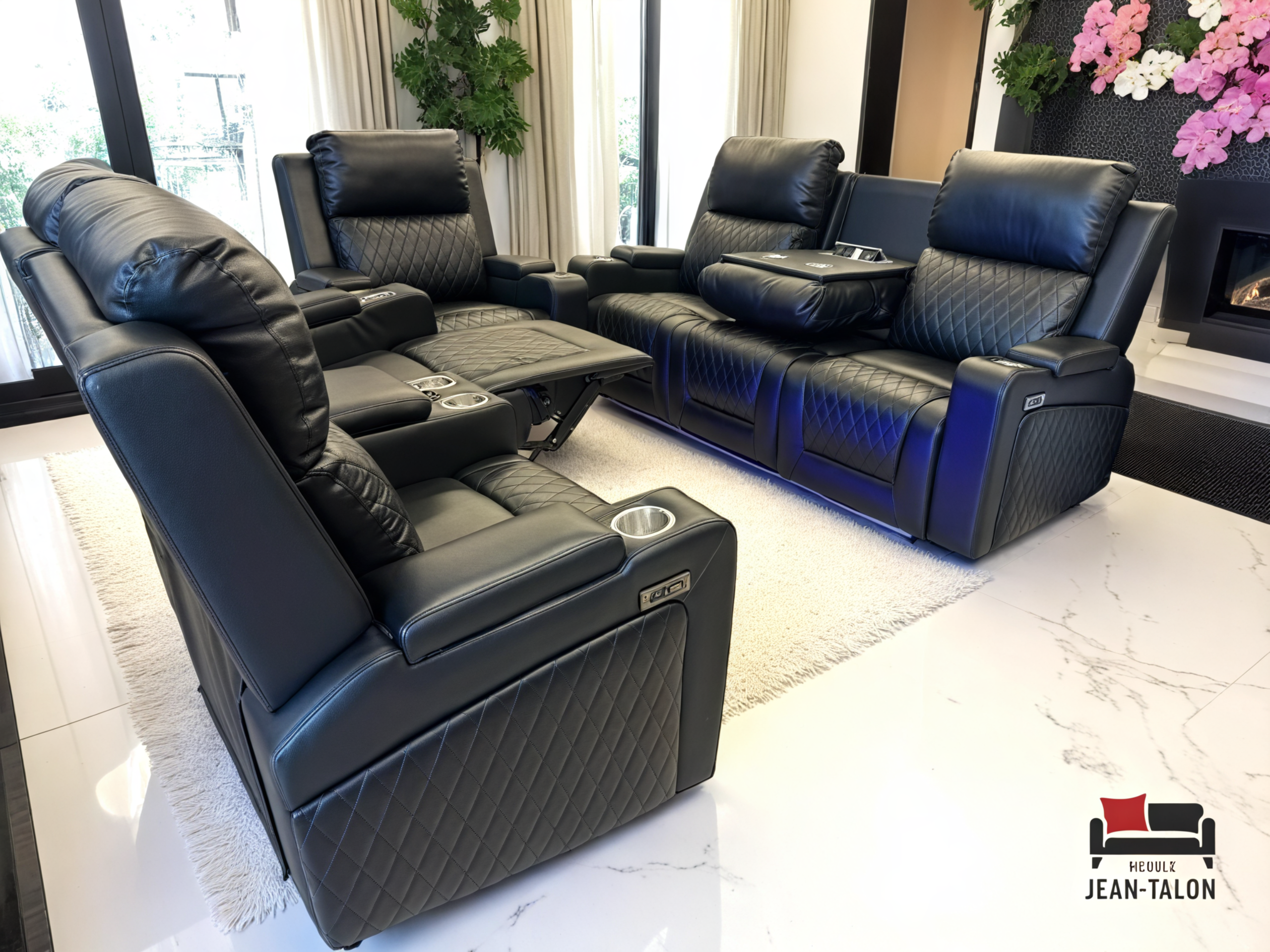 AuraChord™ PU Recliner Sofa Set – 7004