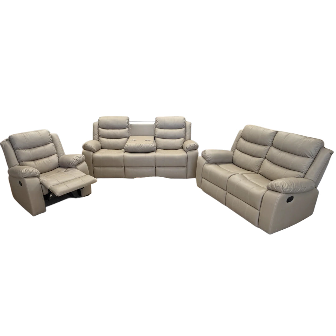 ModenaLeather™ 3‑Piece Manual Reclining Leather Sofa Collection – 7006