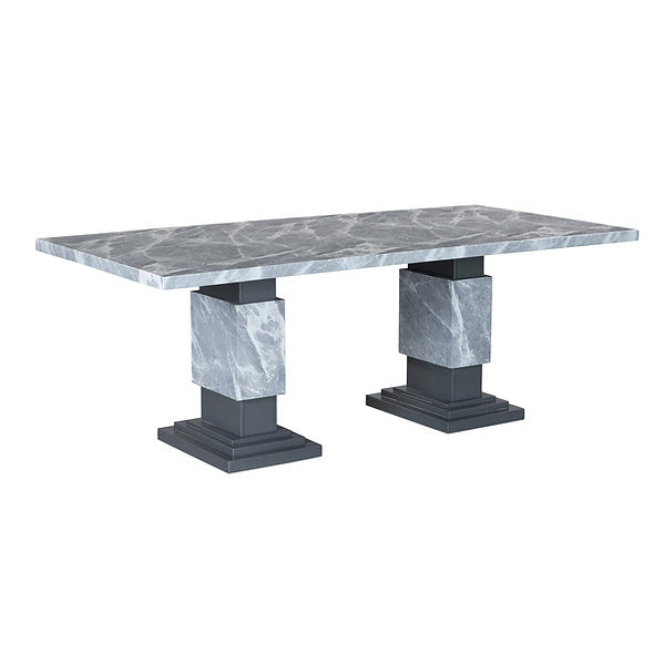 Faux Marble Dining Set with Channel Tufted Chairs – IF-1600