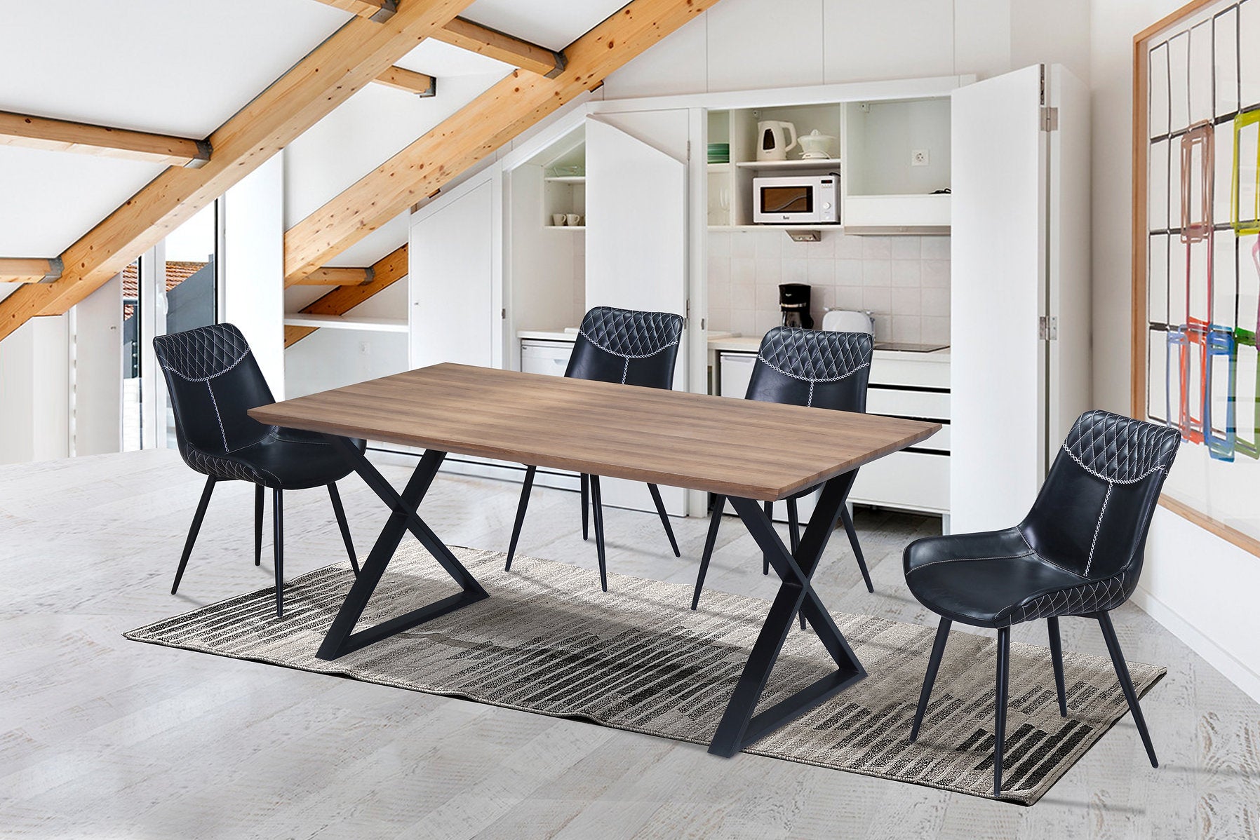 Industrial Style Wood Dining Set – Model T-1812