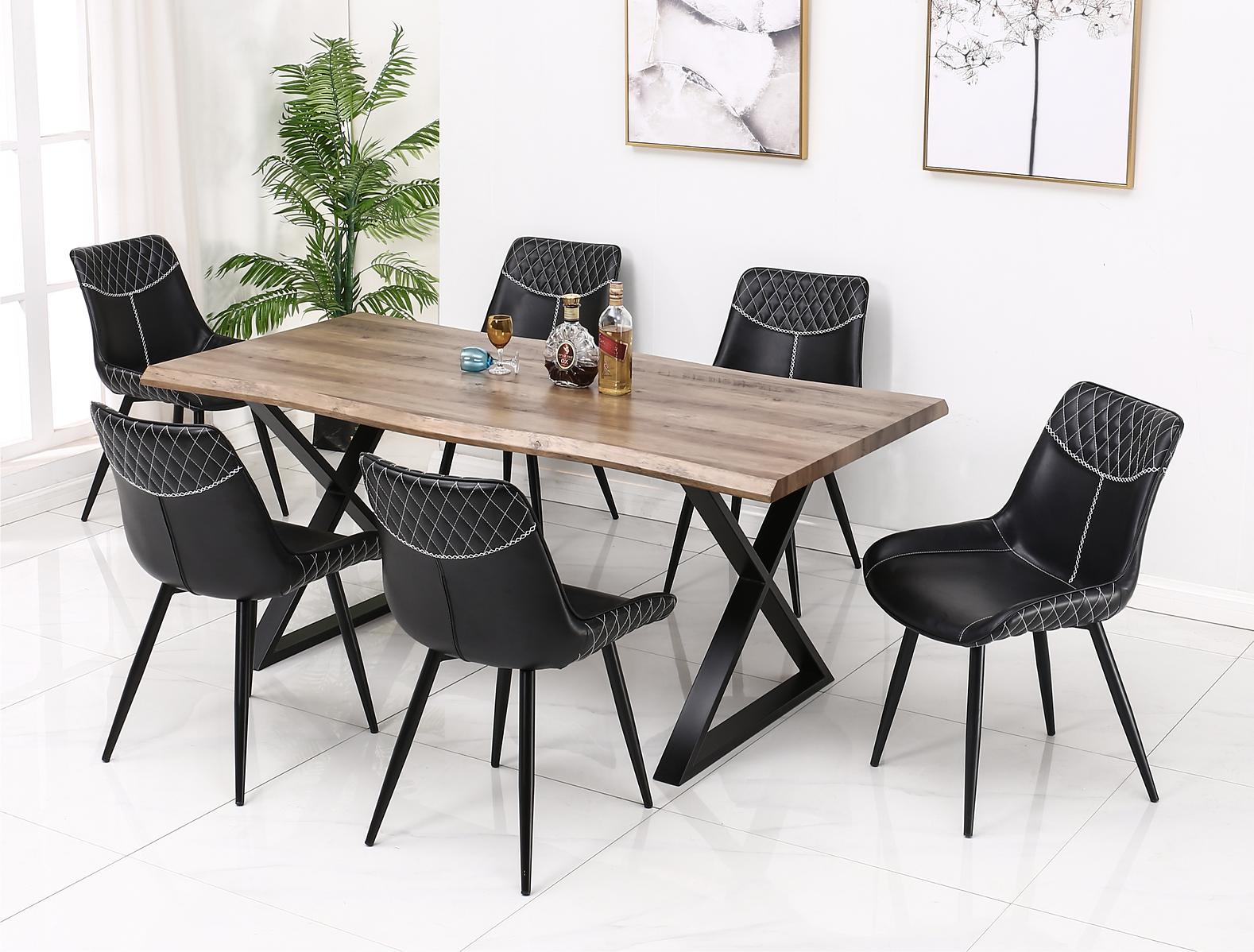 Rustic Faux Live Edge Dining Set – Model T-1811