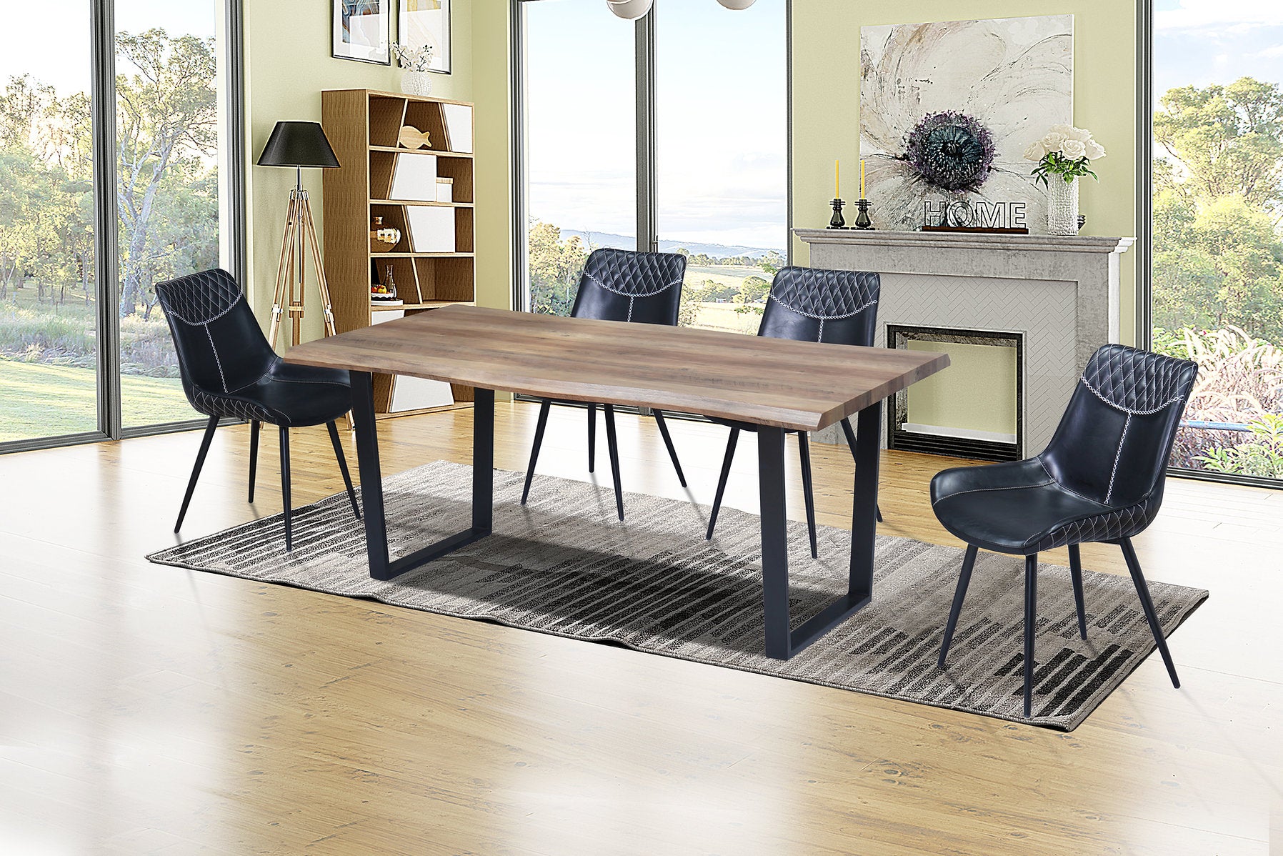 Rustic Faux Live Edge Dining Set – Model T-1810