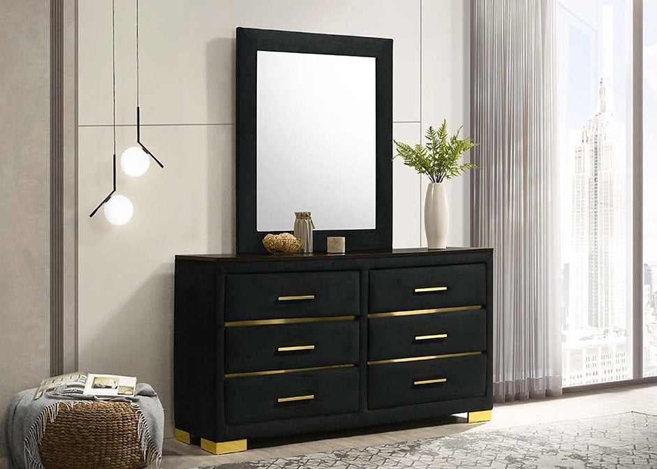 AURORA BLACK-GOLD 6-PIECE BEDROOM SET AURORA BLACK-GOLD 6-PIECE BEDROOM SET