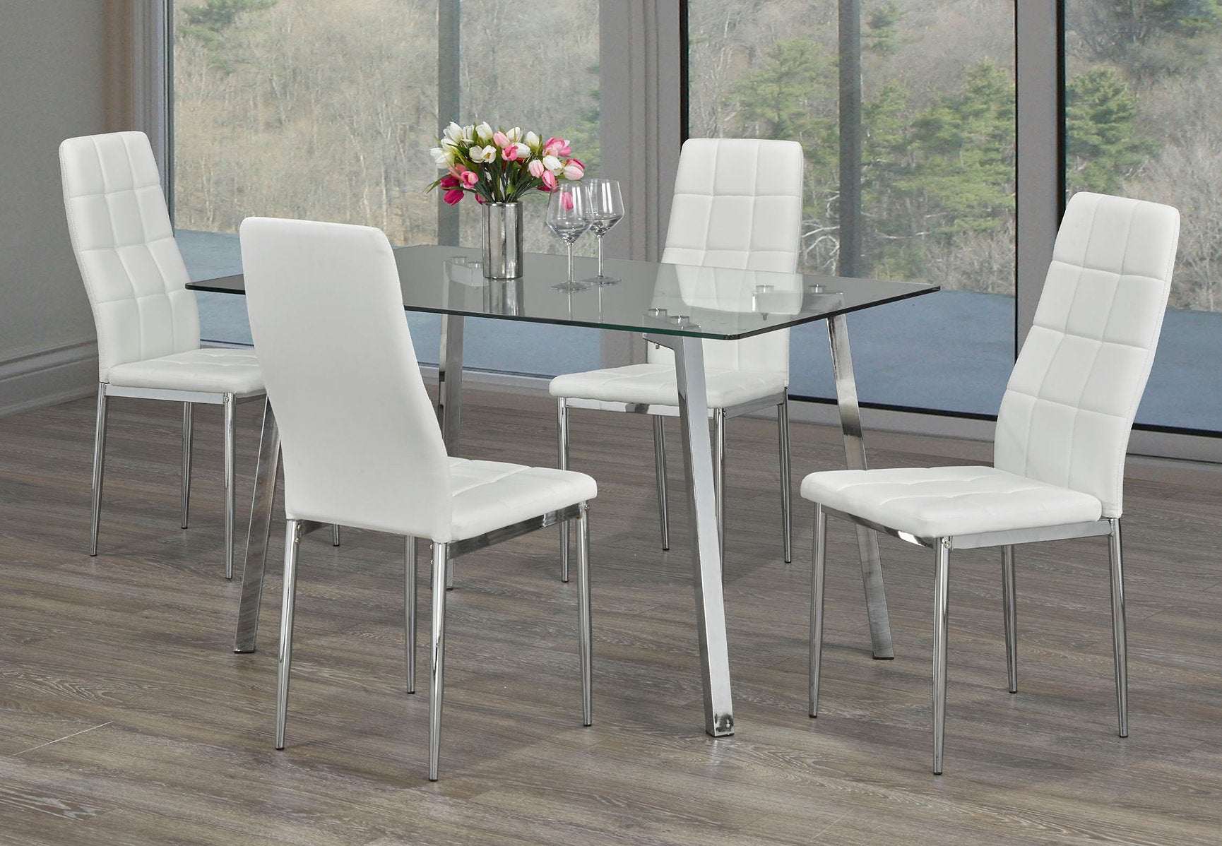 Modern Clear Glass Dining Set – Model T-5065