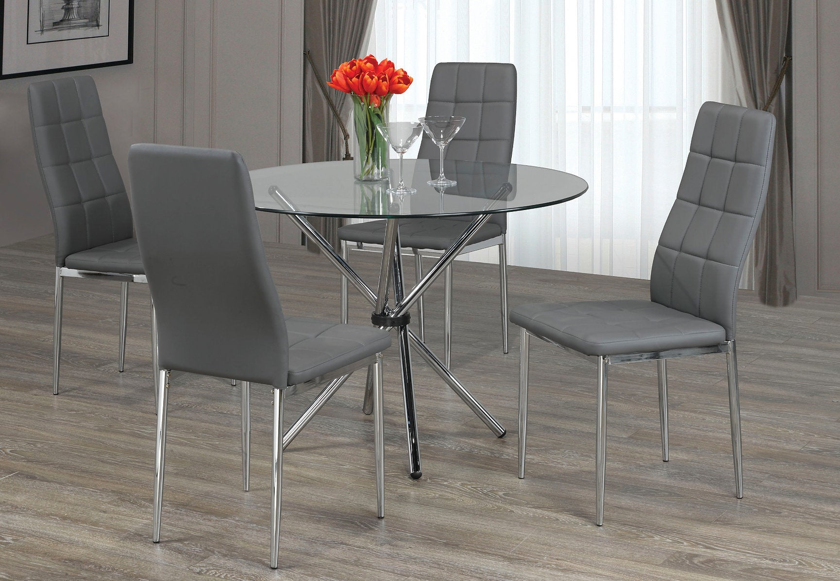 Contemporary Clear Glass Dining Set – Model T-1430