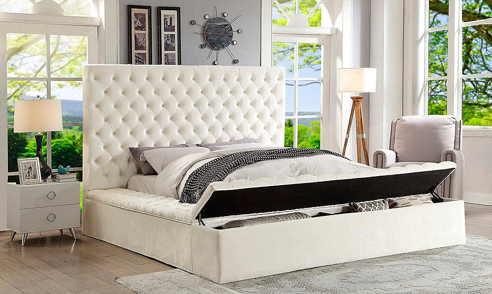Velvet Fabric Storage Bed IF-5792